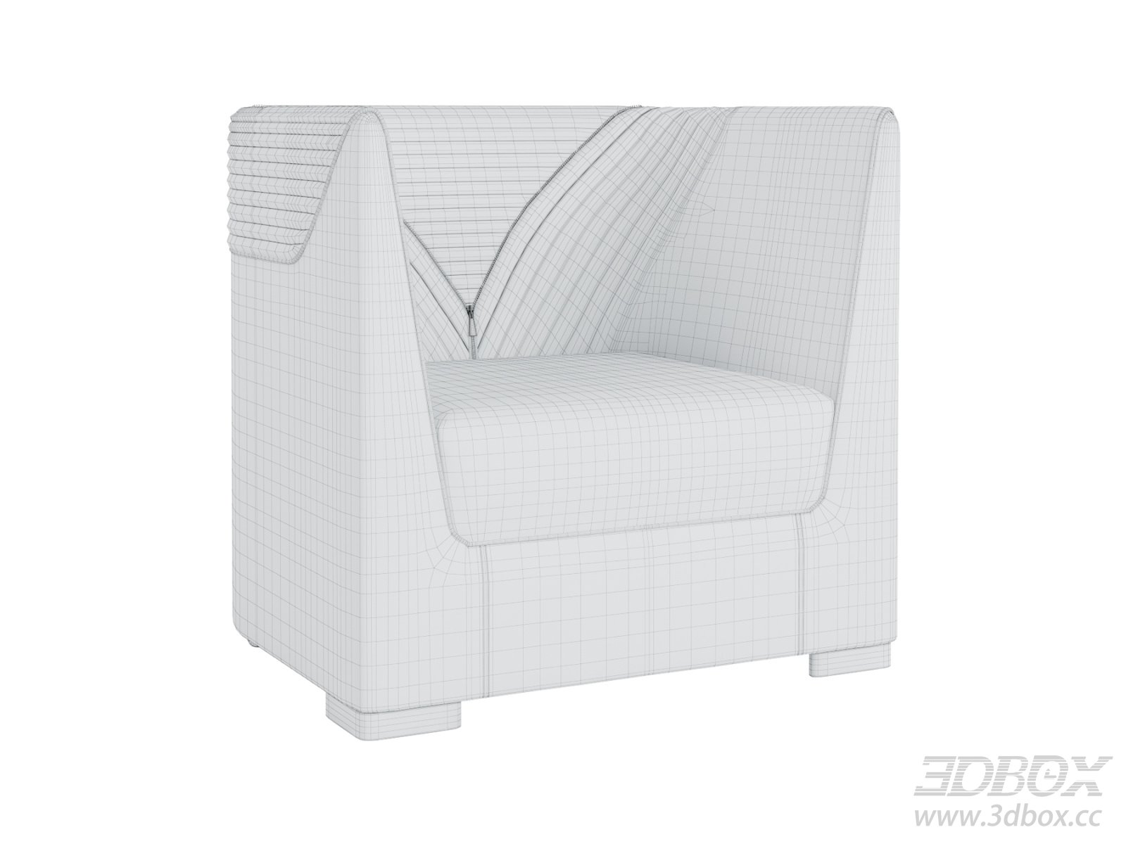 Modern Luxury Single Fabric Armchair 3D model - thumbnail 1