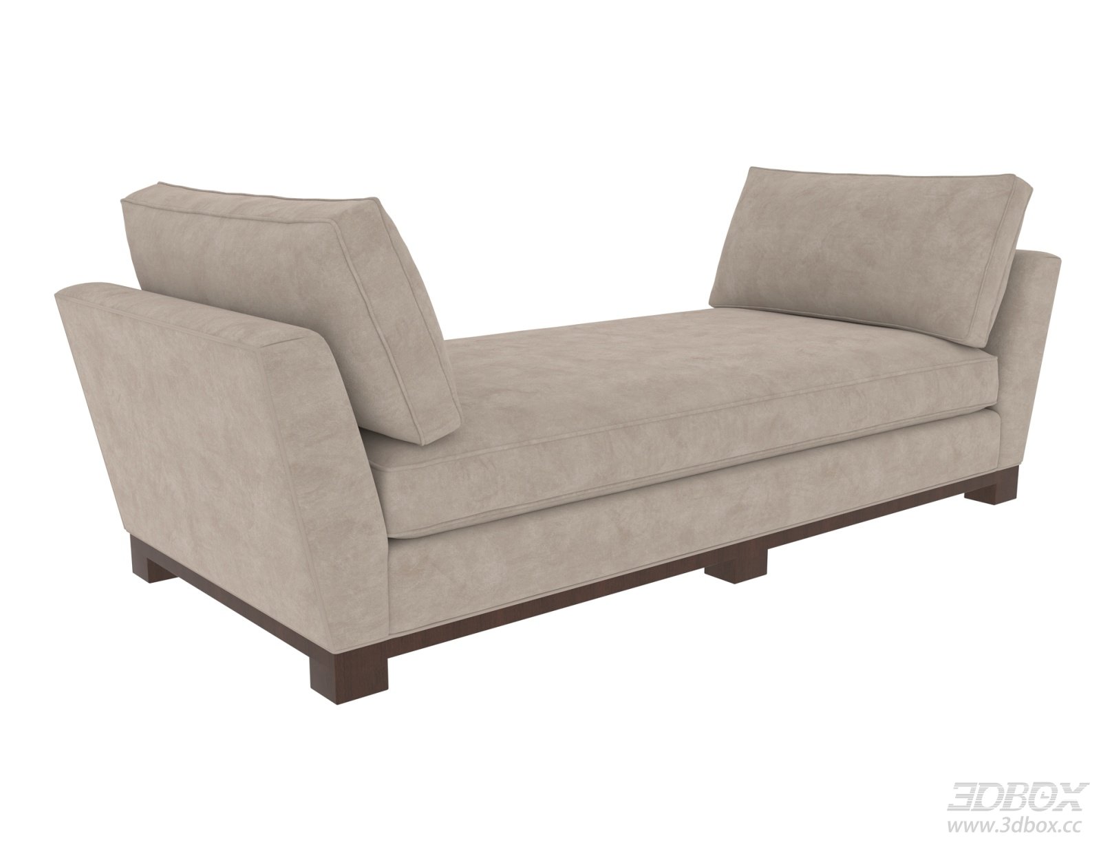 Modern Minimalist Beige Upholstered Chaise Lounge 3D model - front view