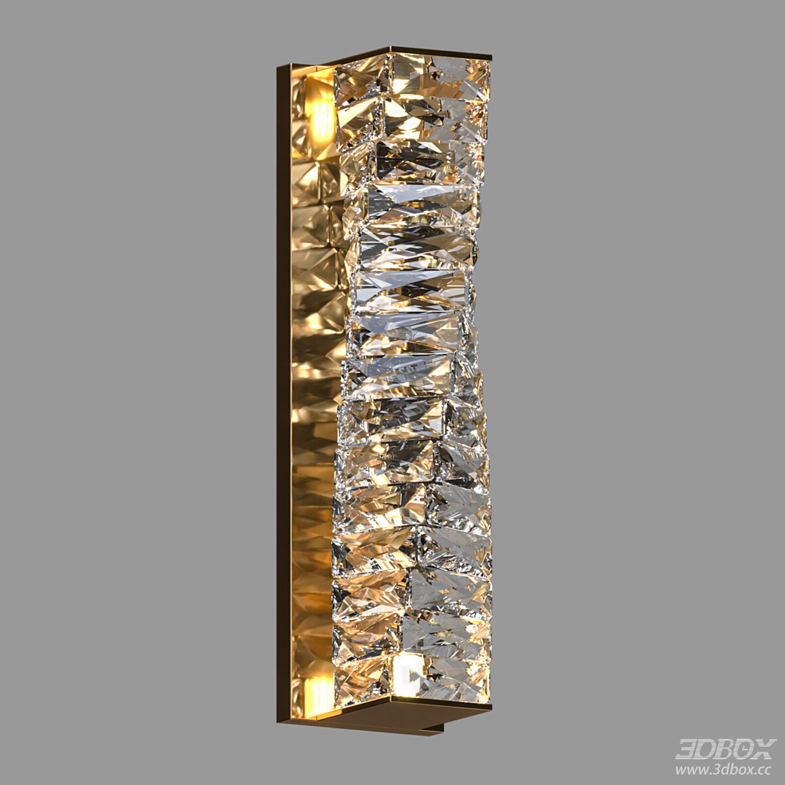 Modern Luxury Crystal Brass Wall Lamp 3D model - front view