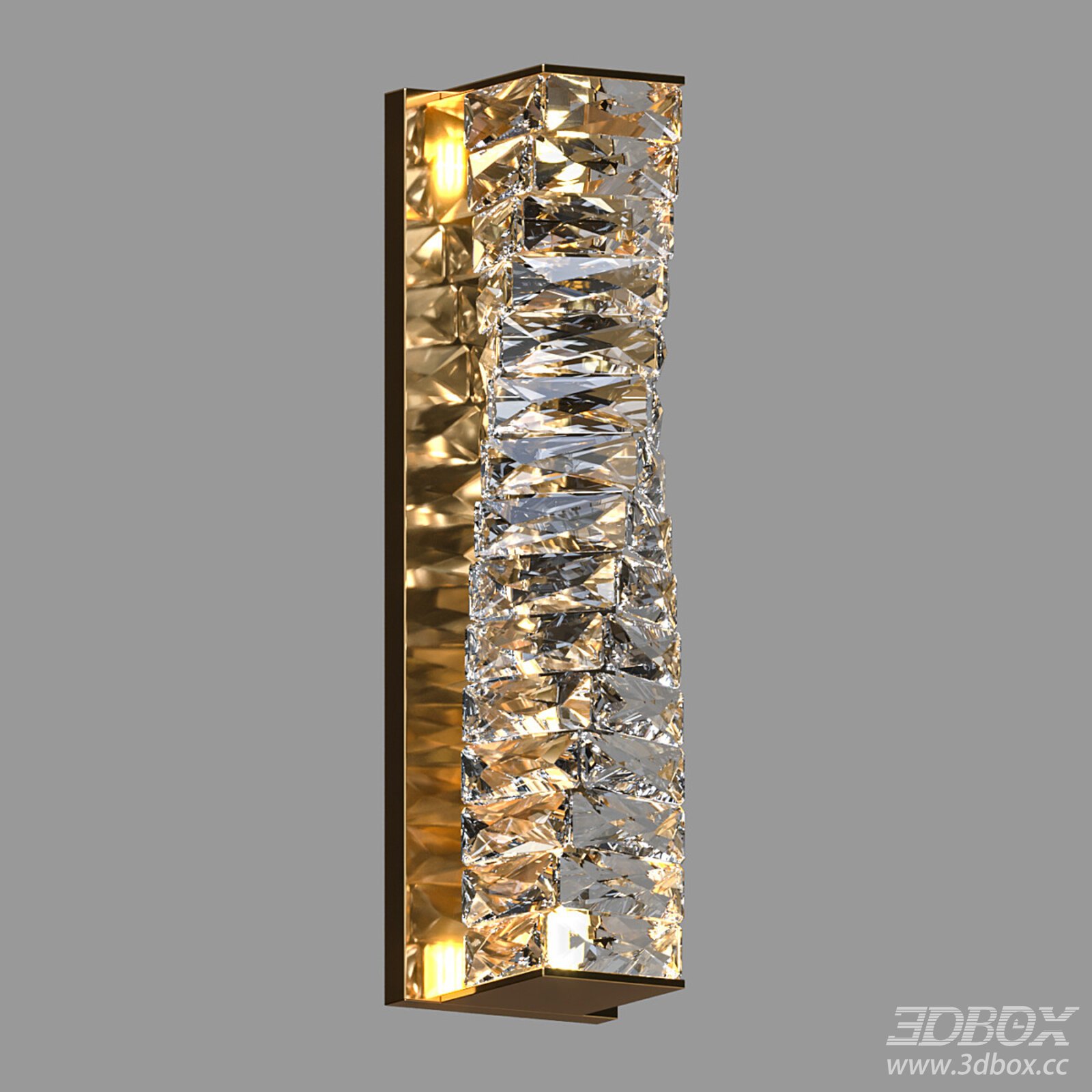 Modern Luxury Crystal Brass Wall Lamp 3D model - thumbnail 1
