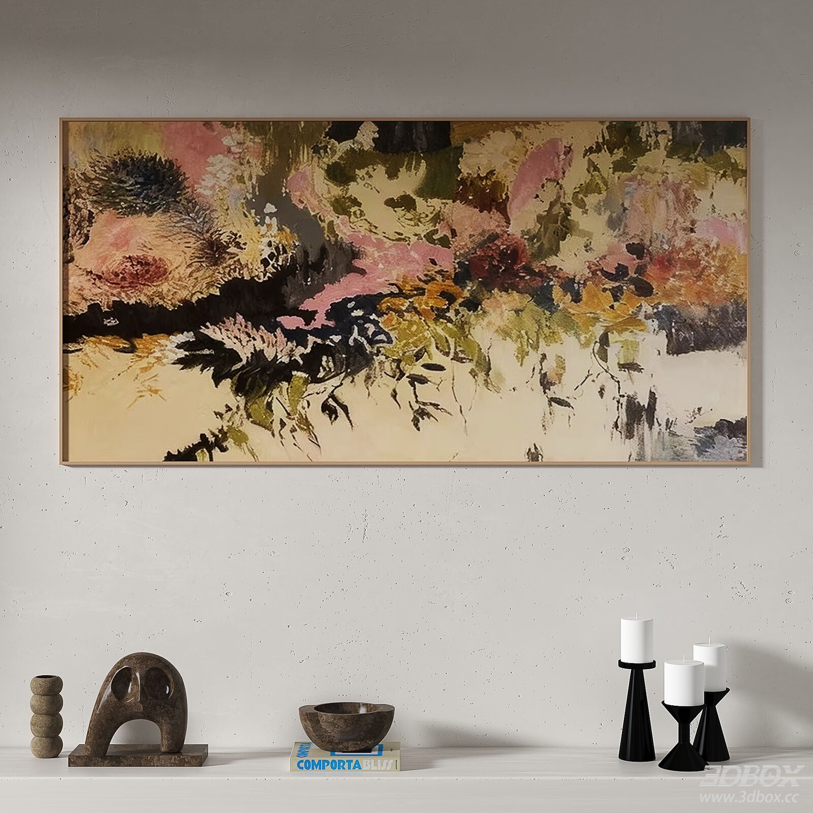 Wabi Sabi Vintage Abstract Wall Art Frame 3D model - front view