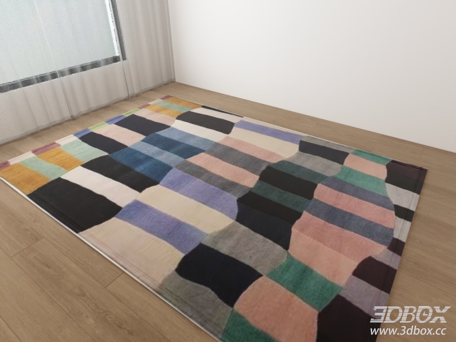 Colorful Geometric Bauhaus Style Area Rug 3D model - thumbnail 1