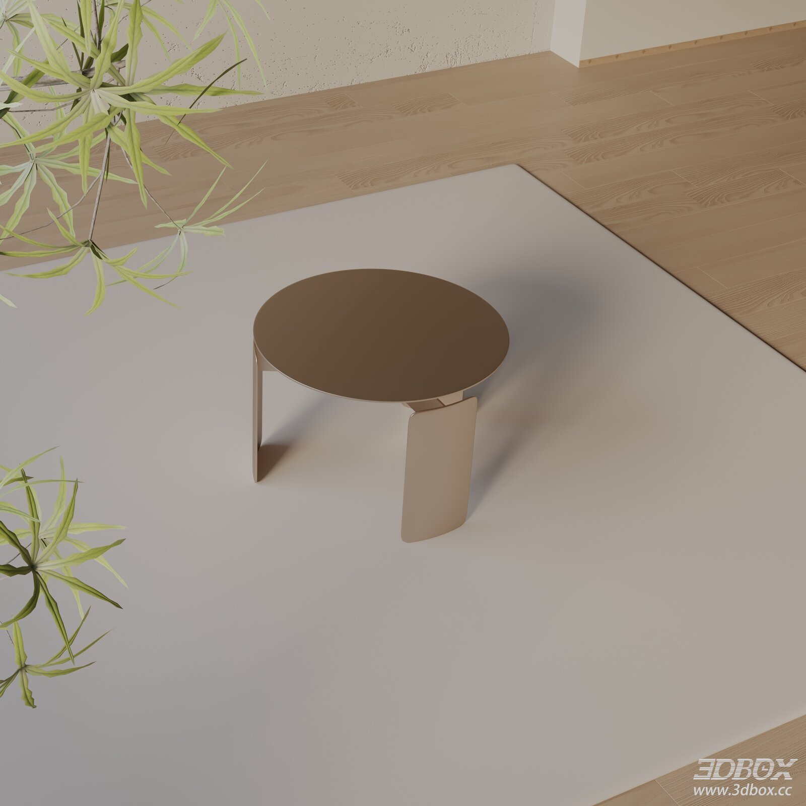 Modern Minimalist Round Metal Side Table 3D model - front view