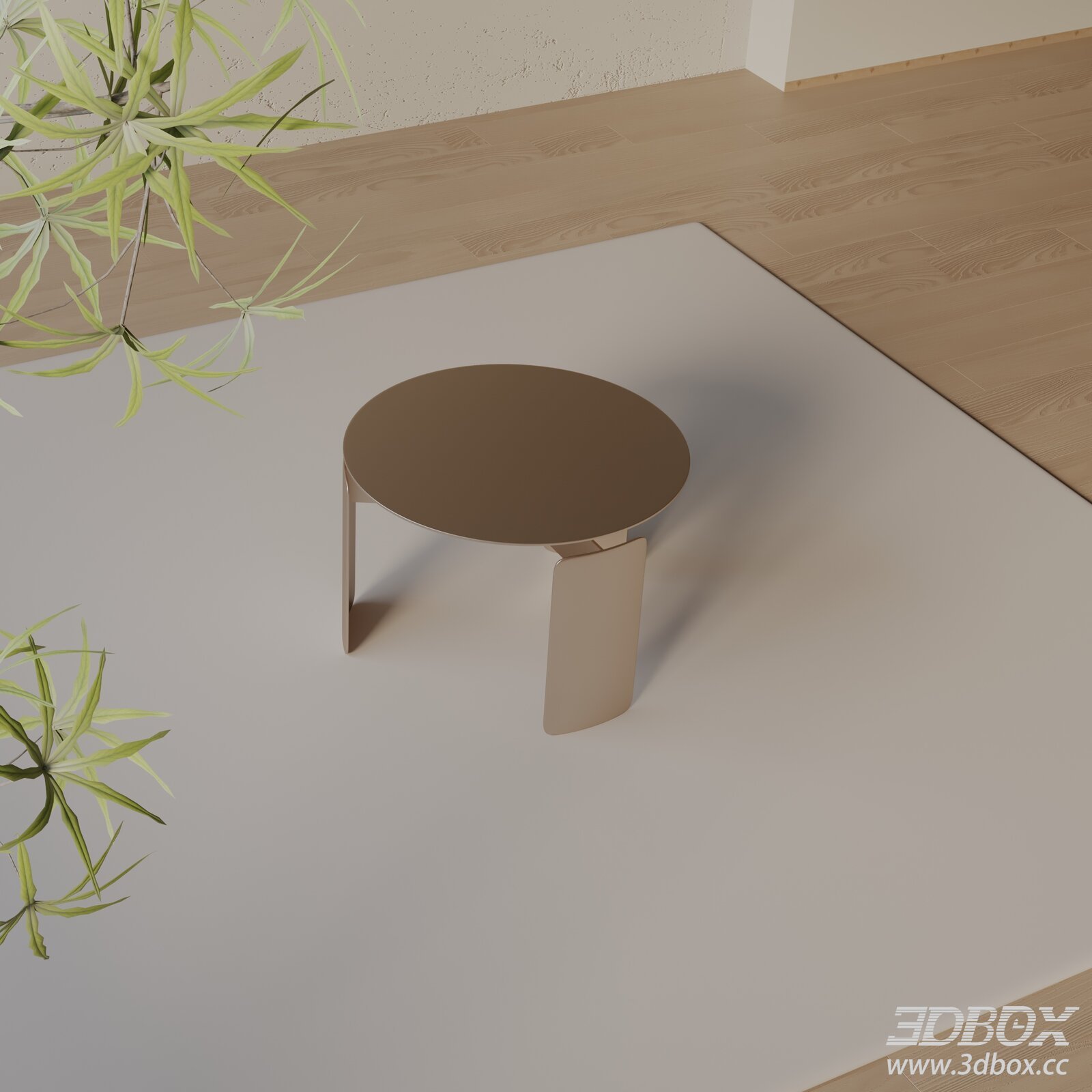Modern Minimalist Round Metal Side Table 3D model - thumbnail 1