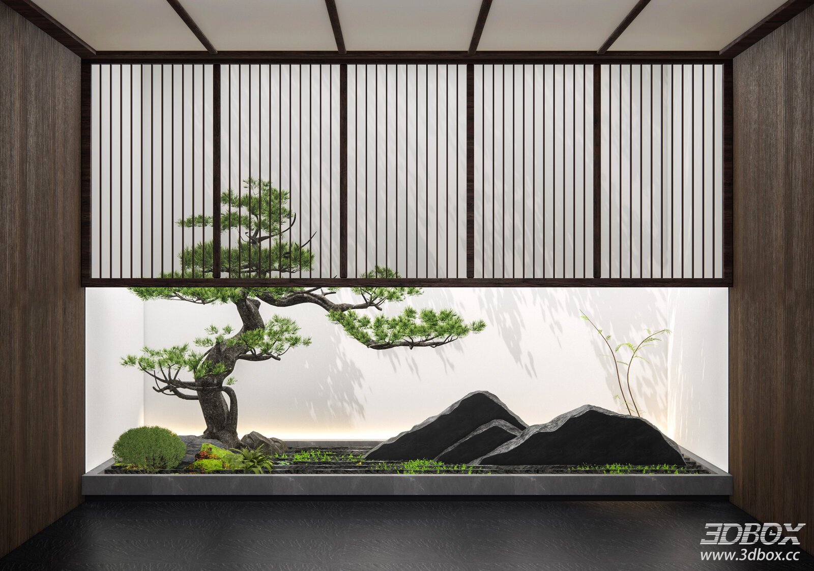 New Chinese Zen Indoor Landscape Decor Set 3D model - front view