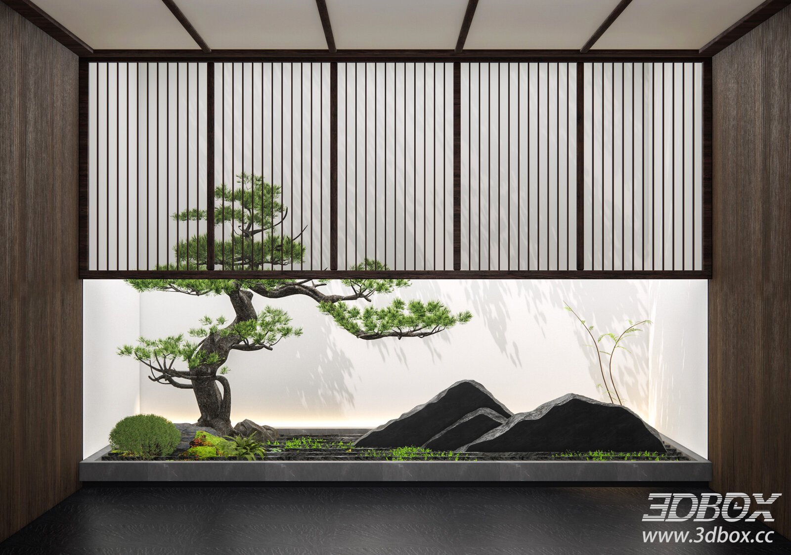 New Chinese Zen Indoor Landscape Decor Set 3D model - thumbnail 1