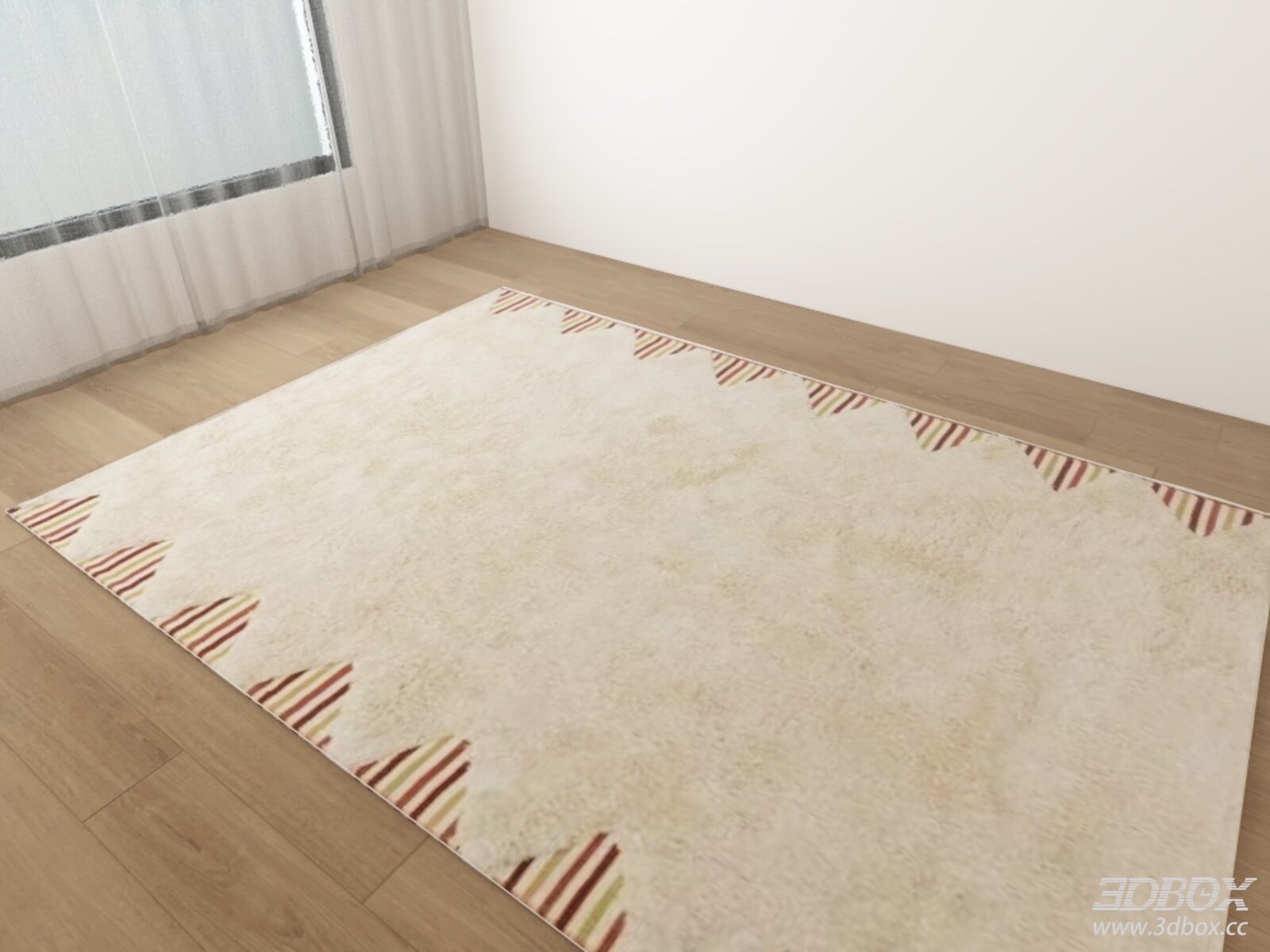 Modern Beige Geometric Plush Carpet 3D model - front view