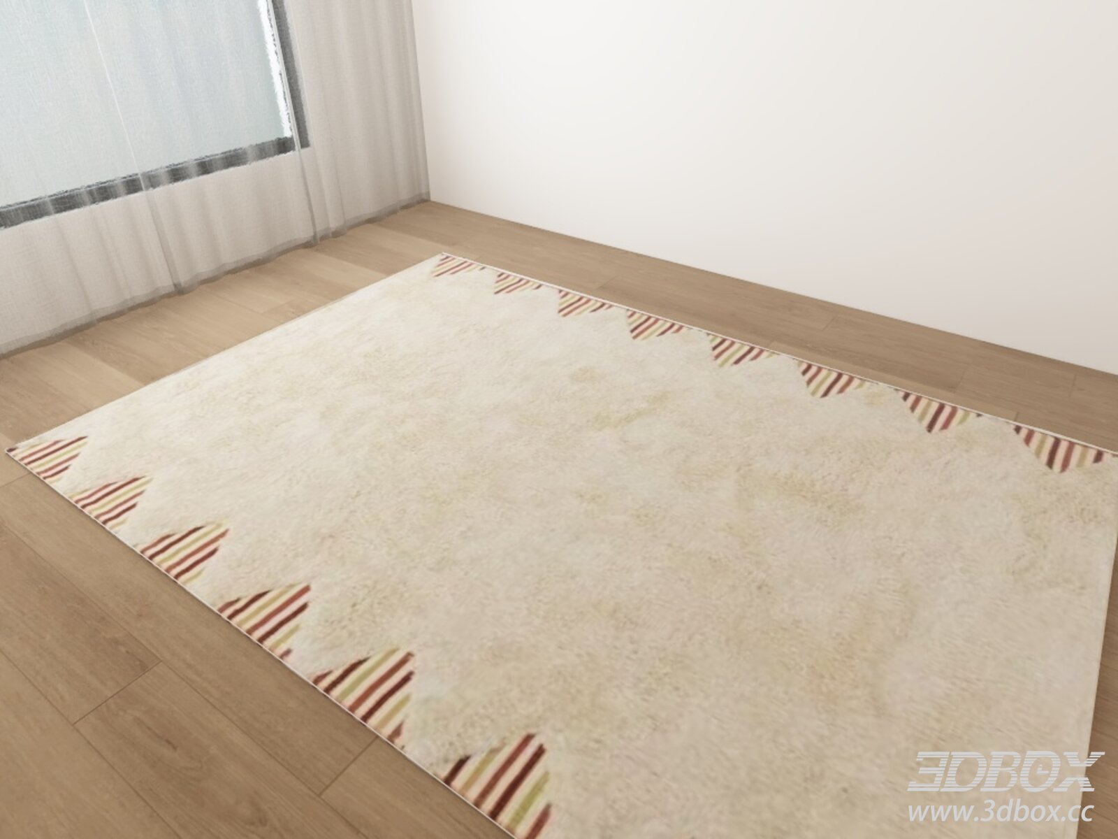 Modern Beige Geometric Plush Carpet 3D model - thumbnail 1