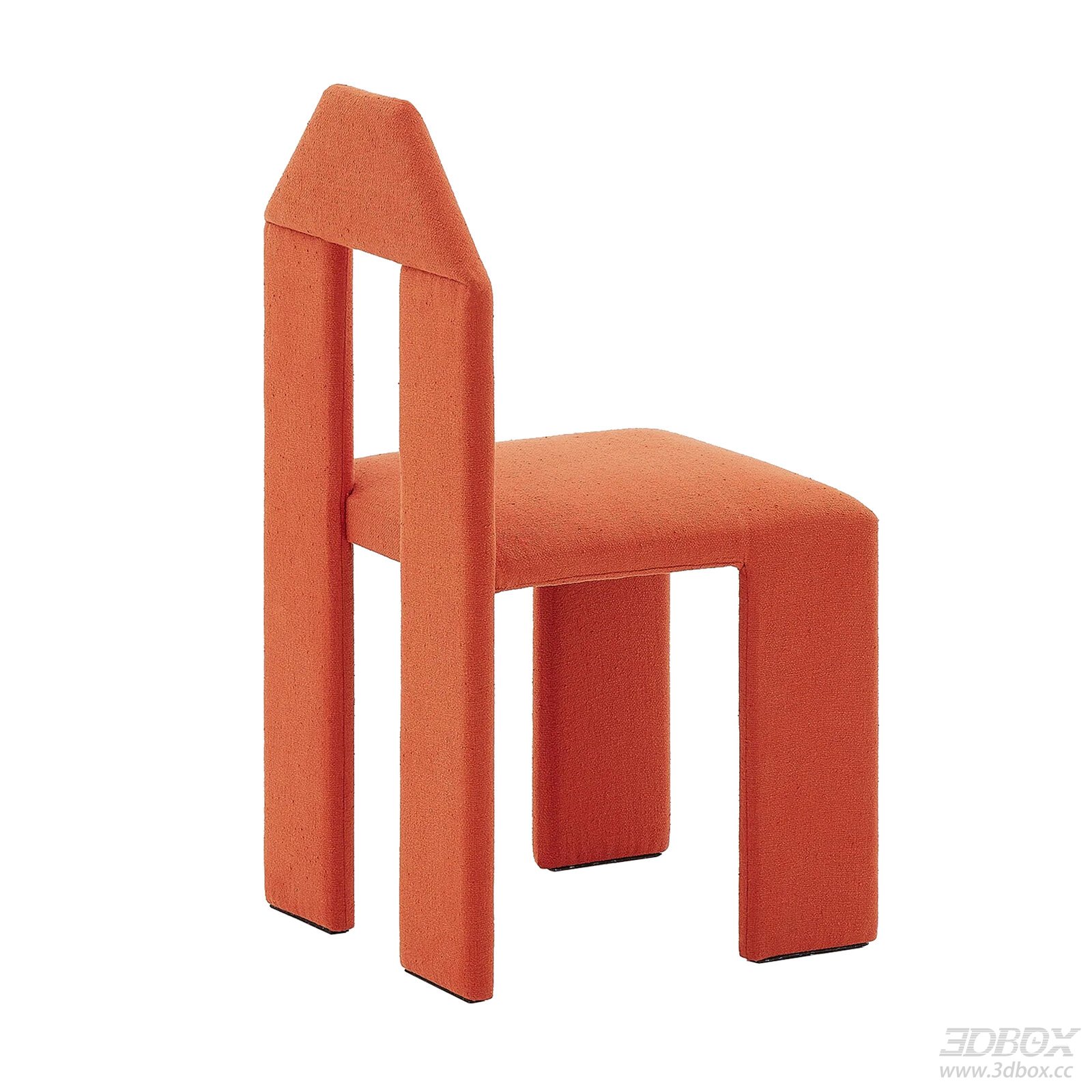 Modern Orange Upholstered Geometric Dining Chair 3D model - front view