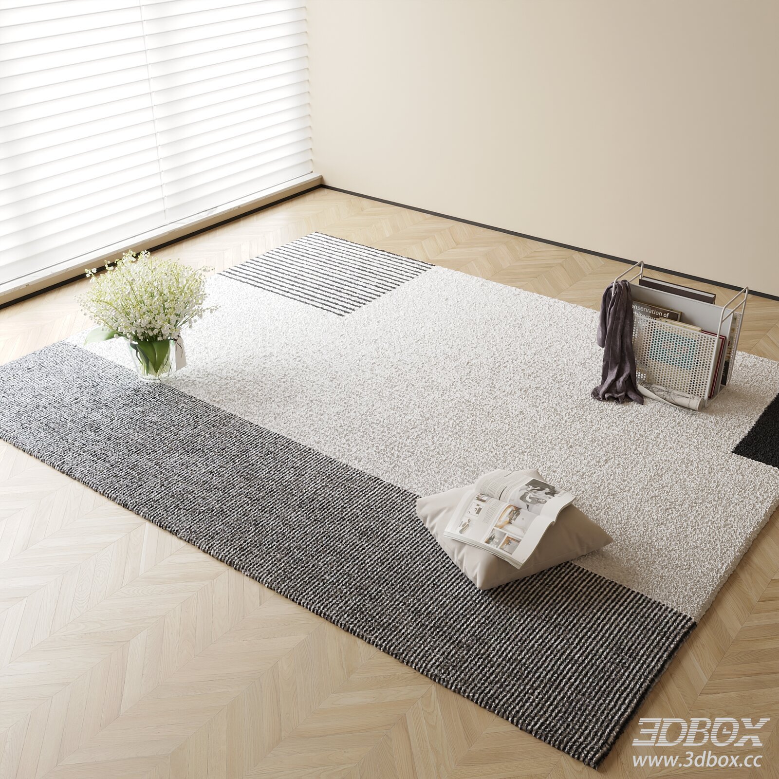 Modern Minimalist Geometric Pattern Area Rug 3D model - thumbnail 1