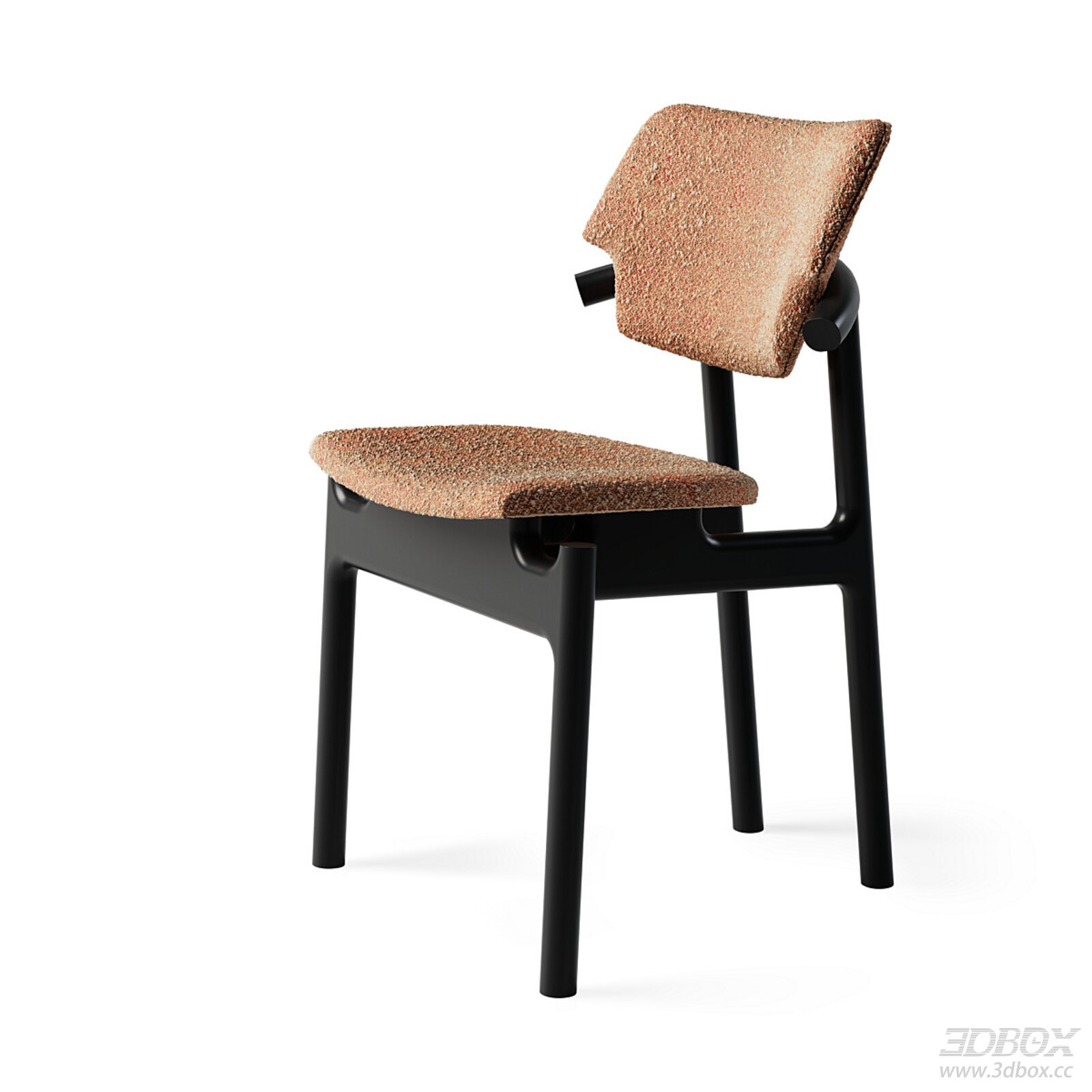 Modern Minimalist Upholstered Dining Chair 3D model - front view