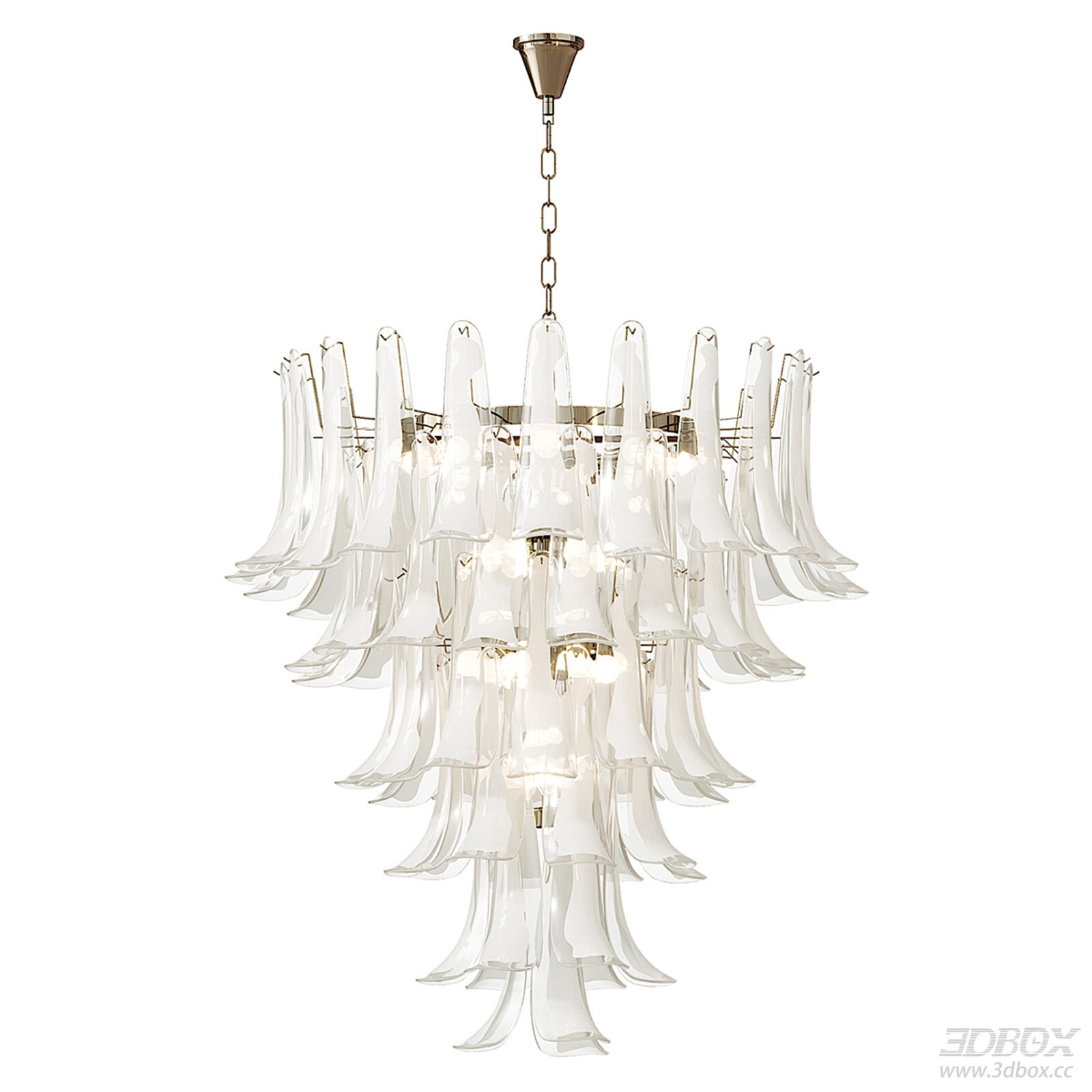 Luxury Modern Glass Ceiling Chandelier 3D model - front view