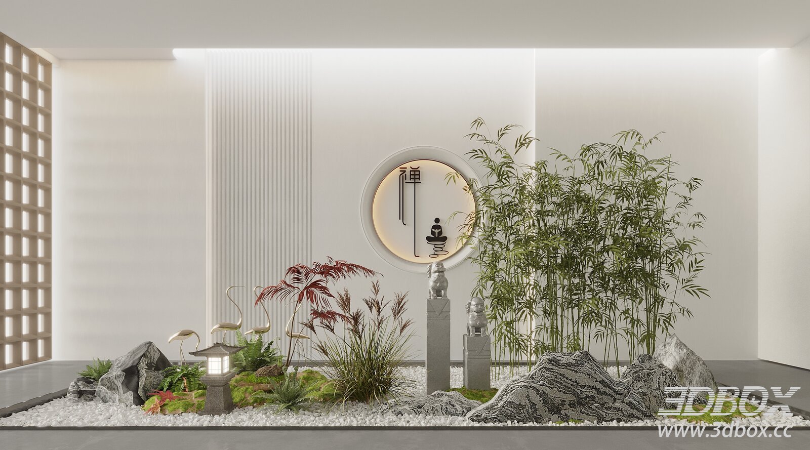 Zen Style Indoor Landscape Ornamental Scene 3D model - thumbnail 1