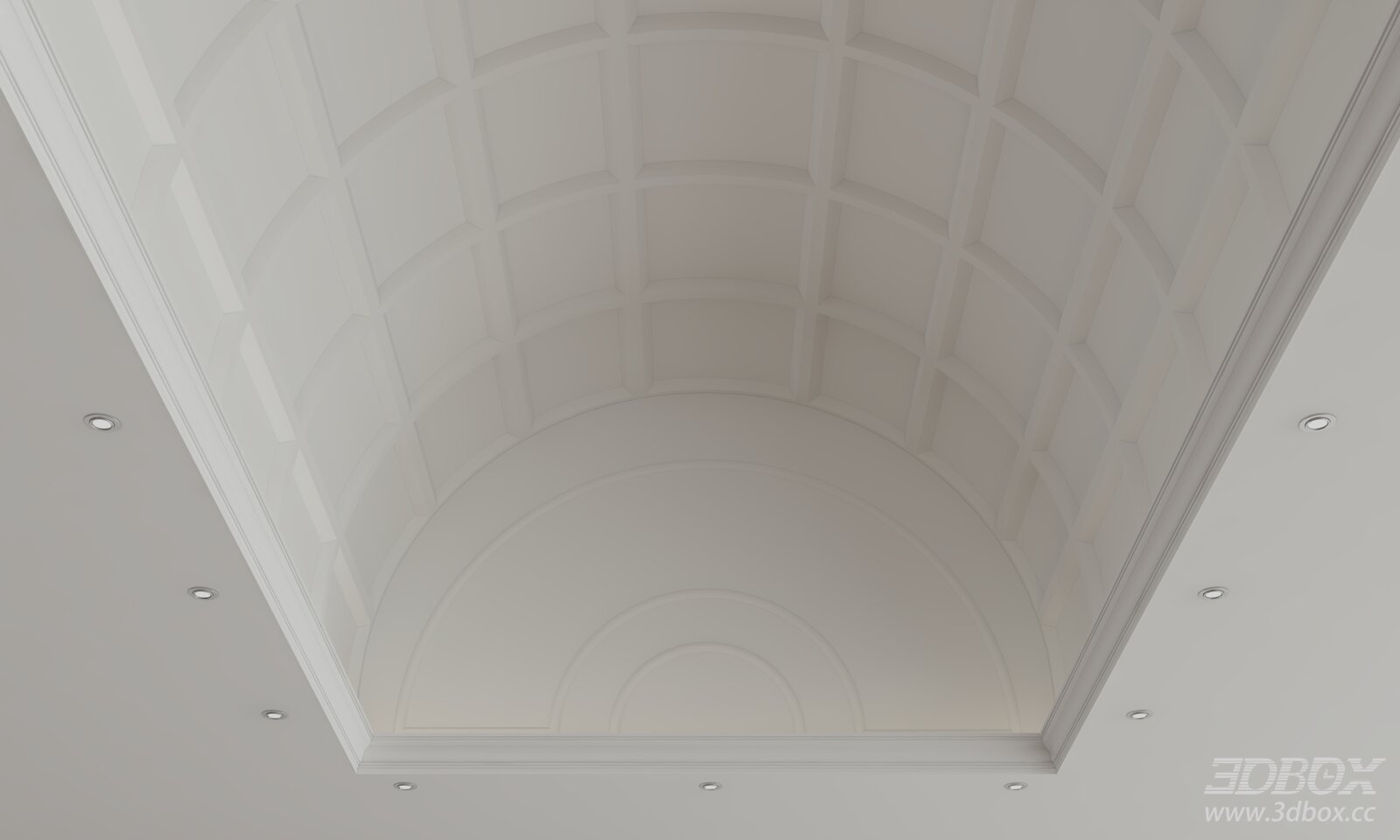European Style Arched Decorative Plaster Ceiling 3D model - front view