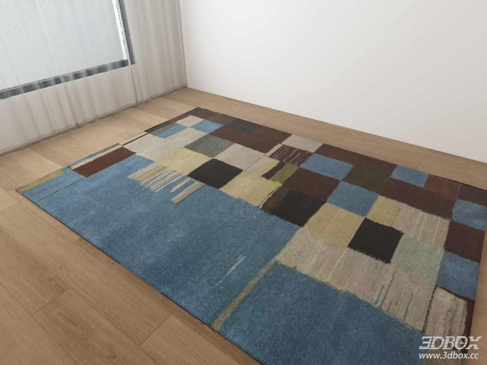 Abstract Geometric Pattern Modern Carpet 3D model - front view