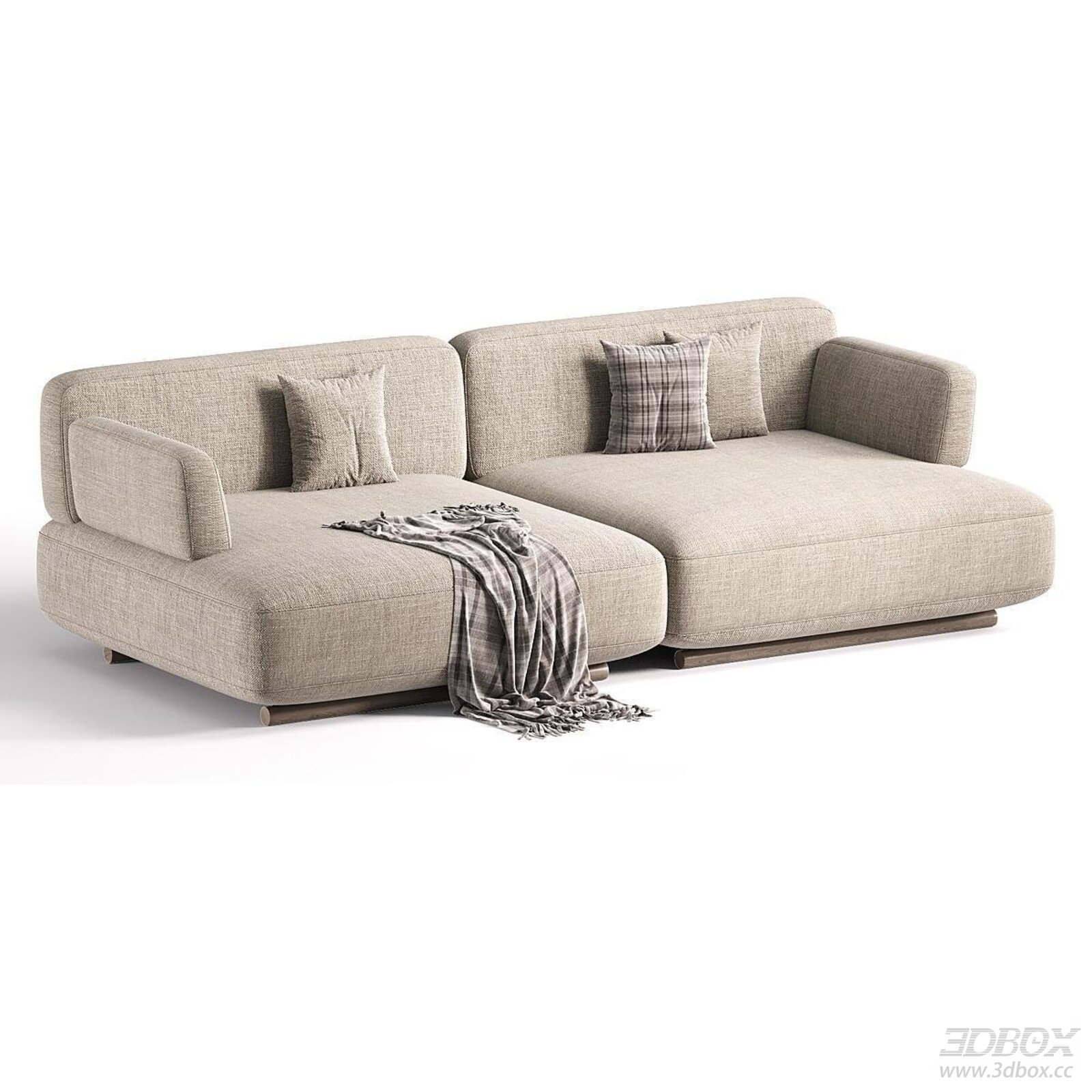 Modern Modular Fabric Sectional Sofa Set 3D model - front view