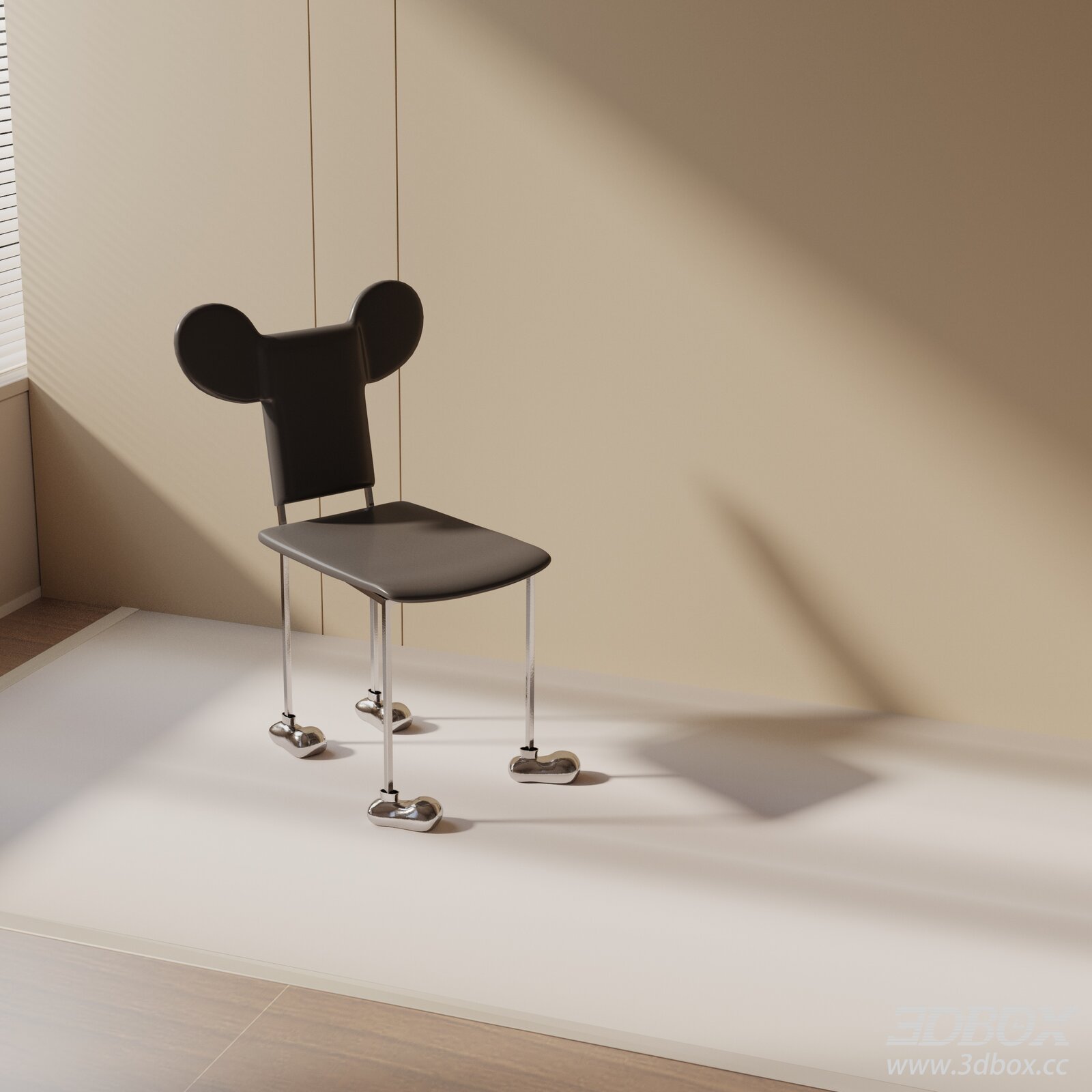 Modern Creative Mickey Ear Accent Chair 3D model - thumbnail 1
