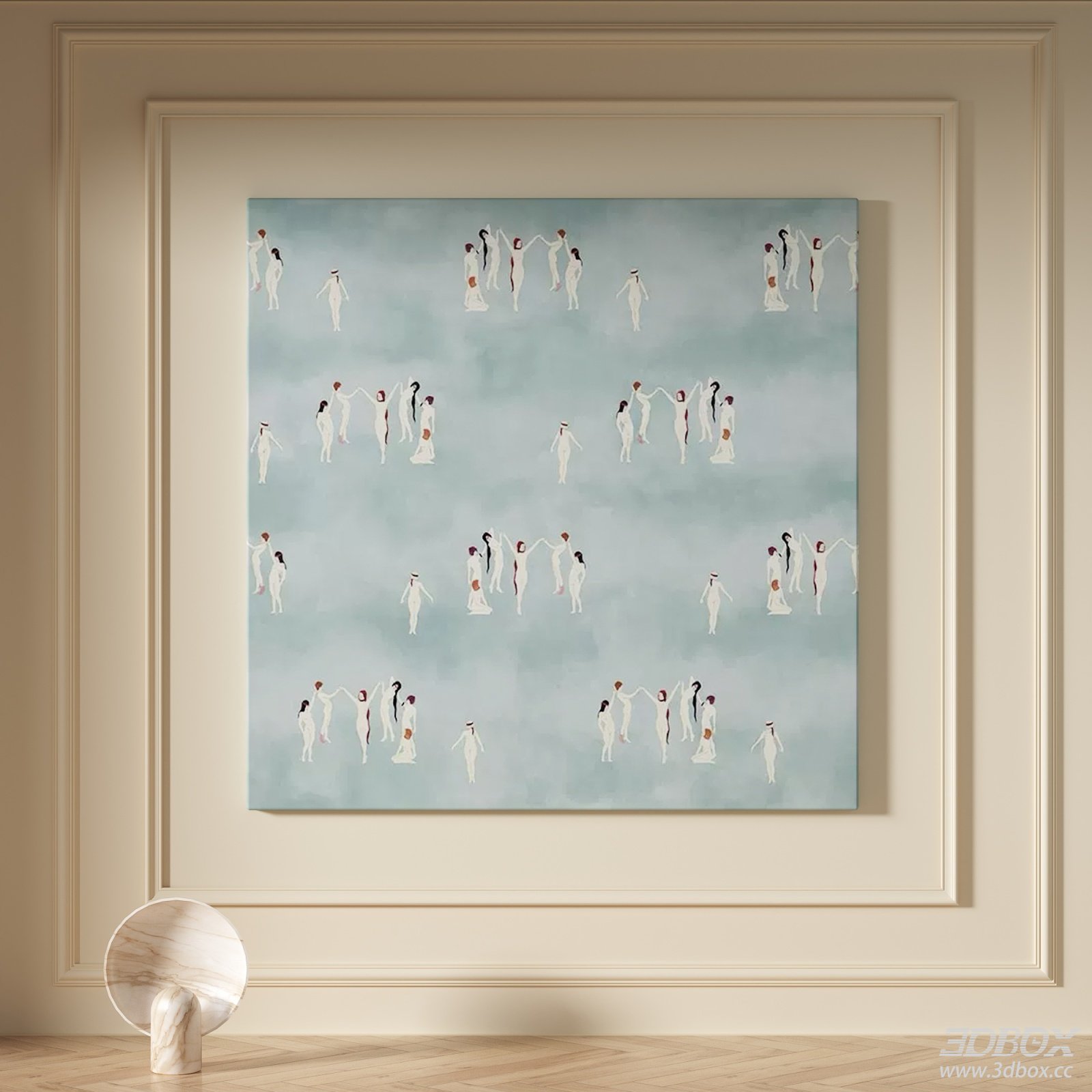 Modern Minimalist Abstract Figure Wall Painting Canvas Art 3D model - front view