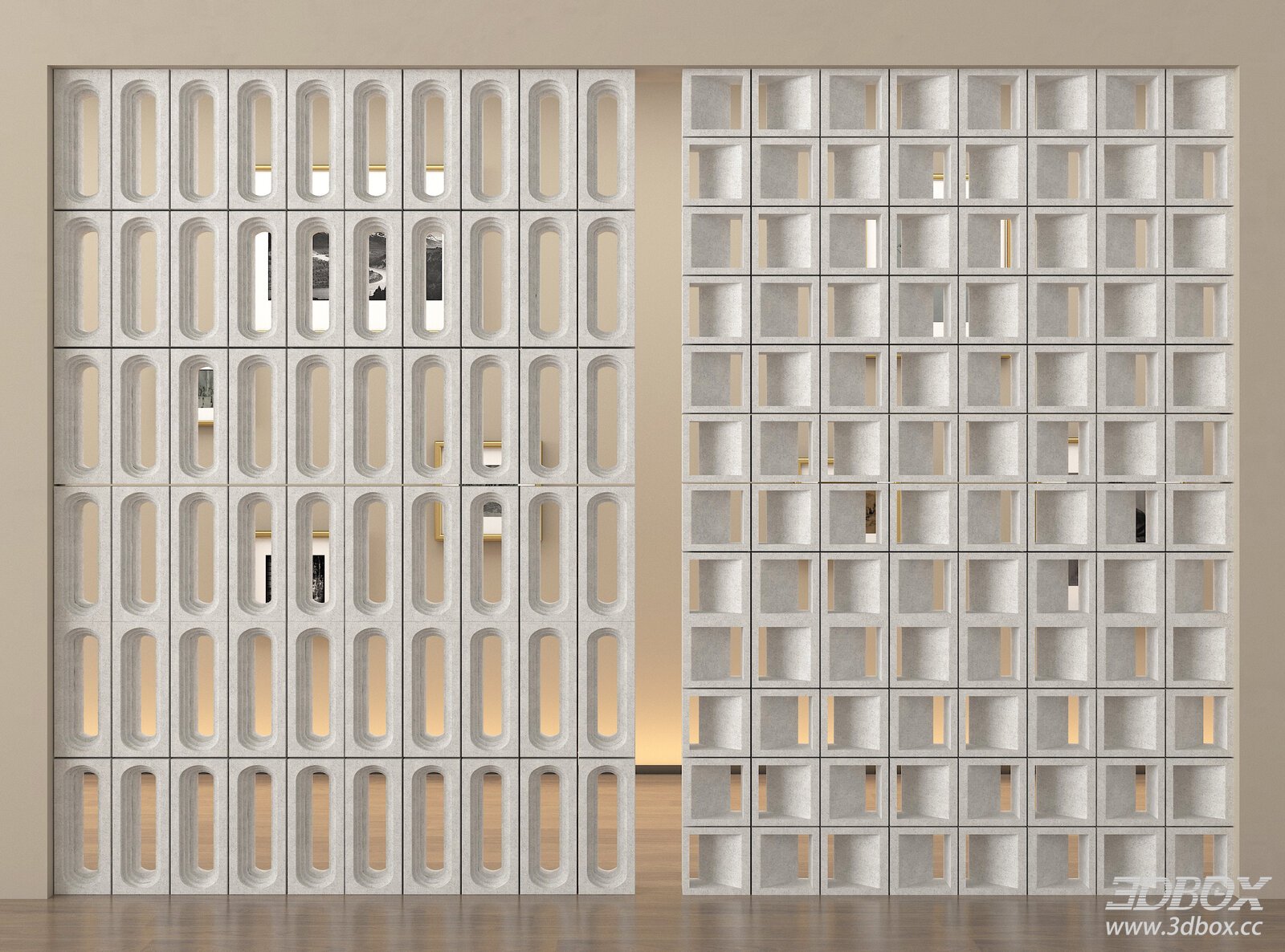 Modern Hollow Cement Brick Decorative Partition Wall 3D model - front view