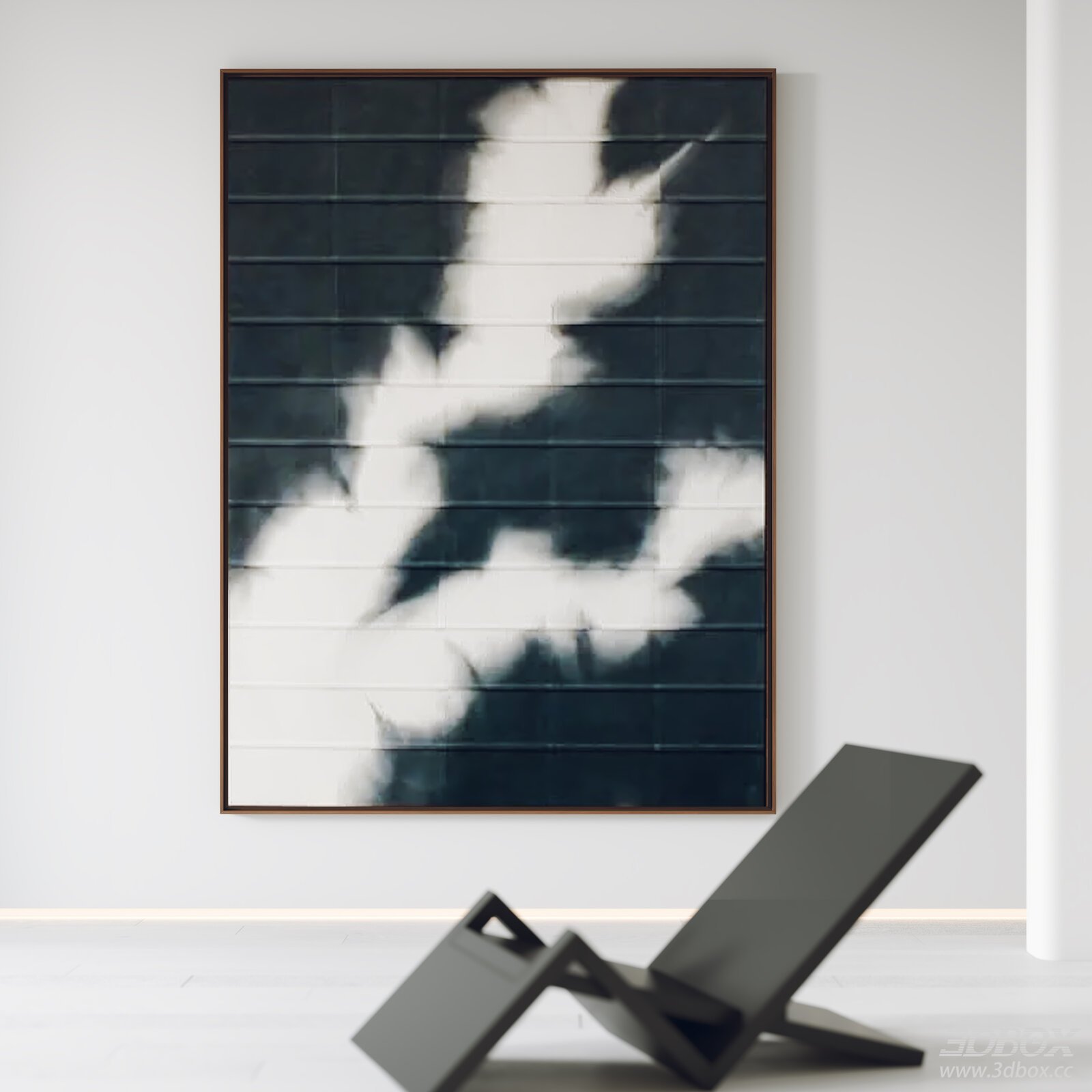 Modern Abstract Framed Wall Art with Lounge Chair 3D model - front view