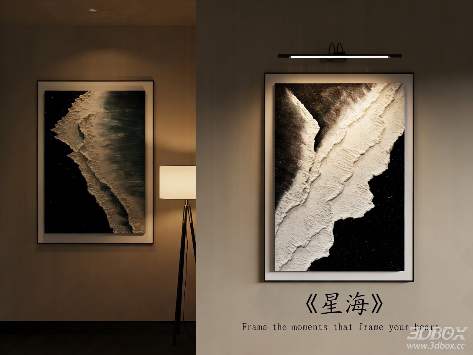 Modern Italian Style Abstract Wall Art Frame Set 3D model - front view