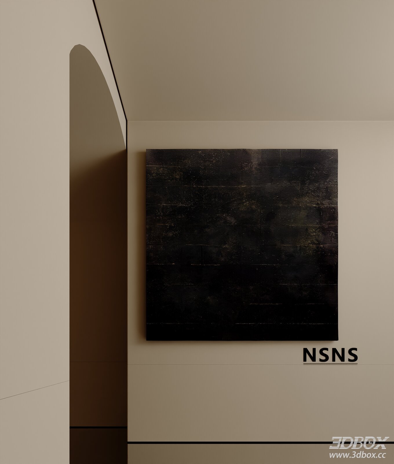 Minimalist Dark Abstract Wall Art Painting 3D model - front view