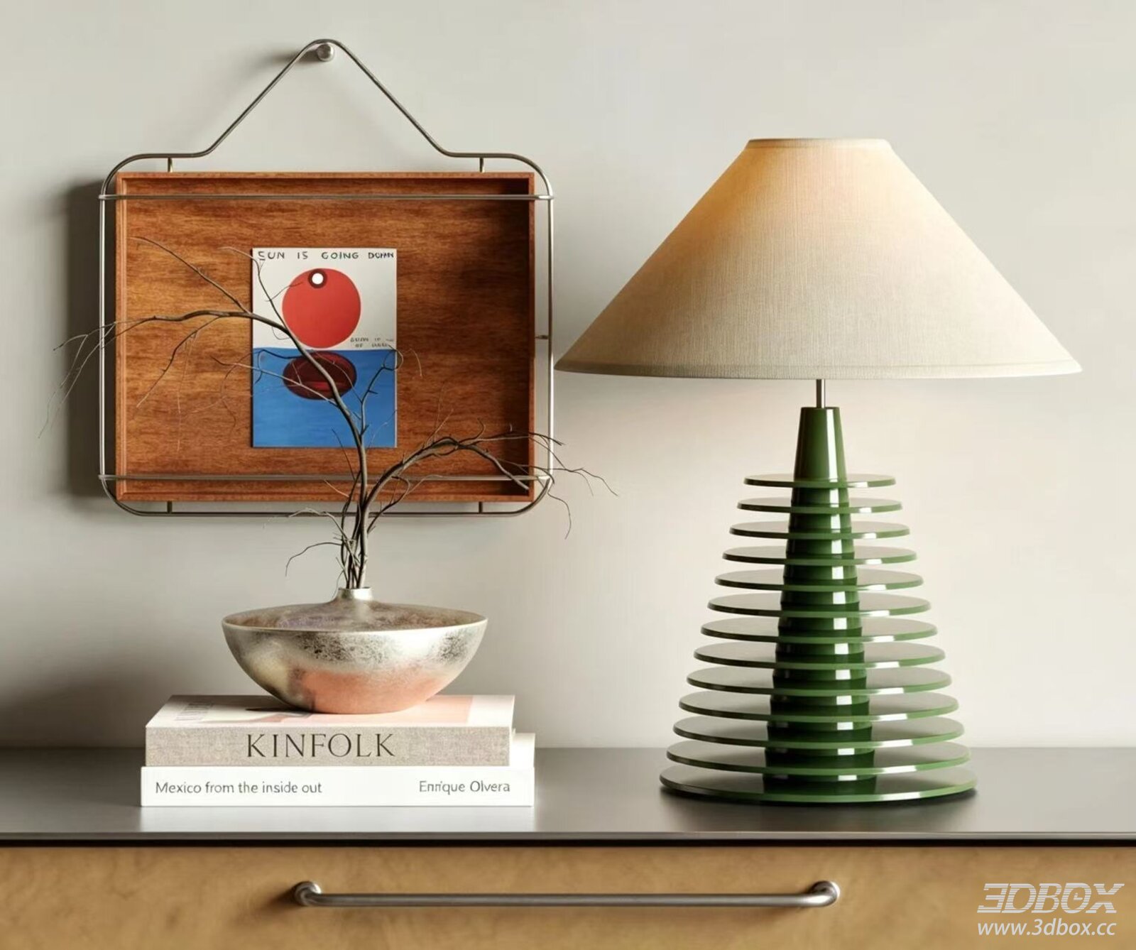 Modern Table Lamp and Decorative Set 3D model - front view