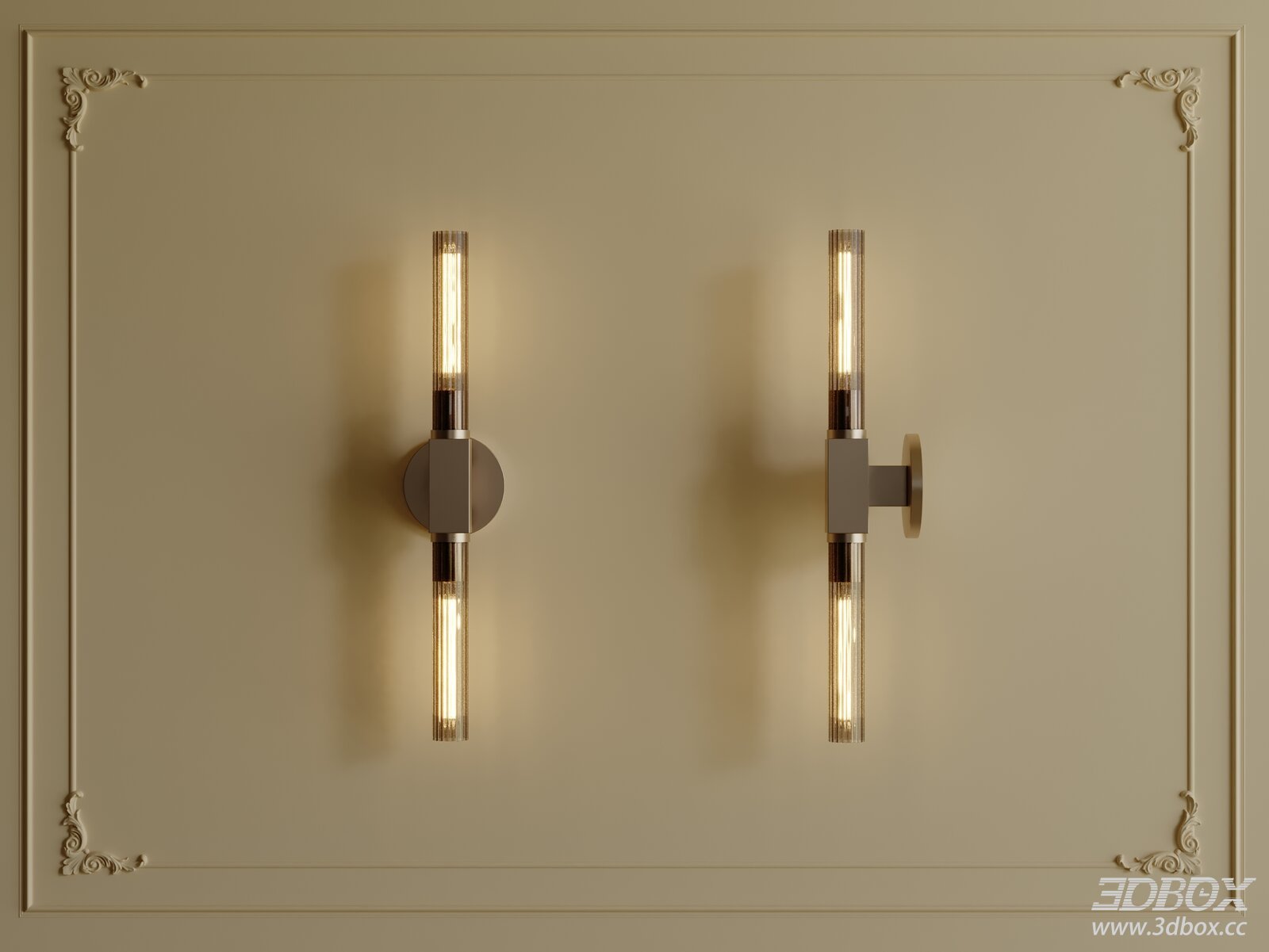 Modern Vertical Ribbed Glass Wall Sconce Lamp 3D model - front view