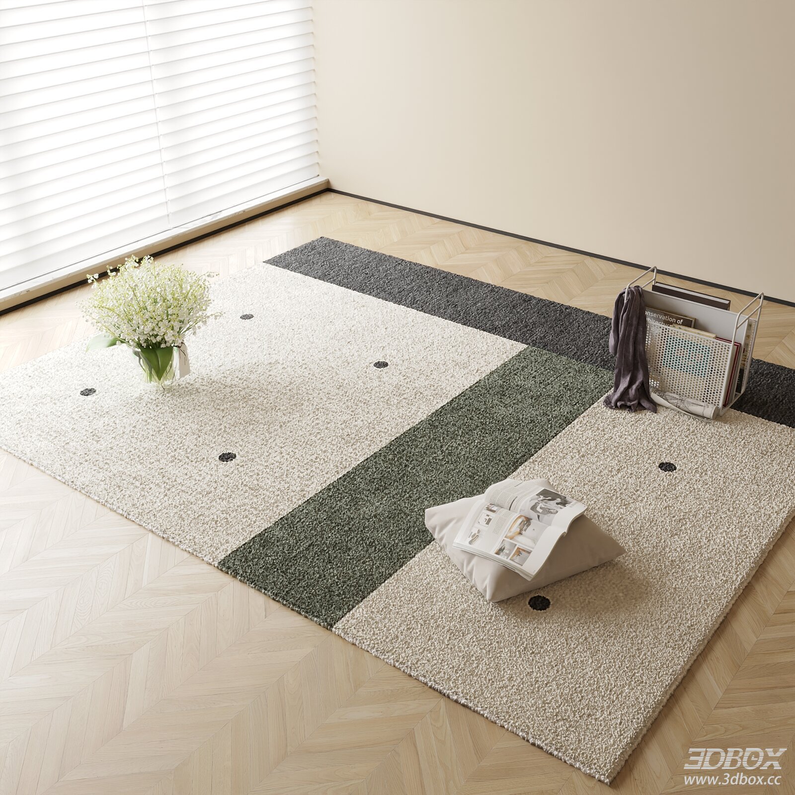 Modern Geometric Plush Carpet 3D model - front view