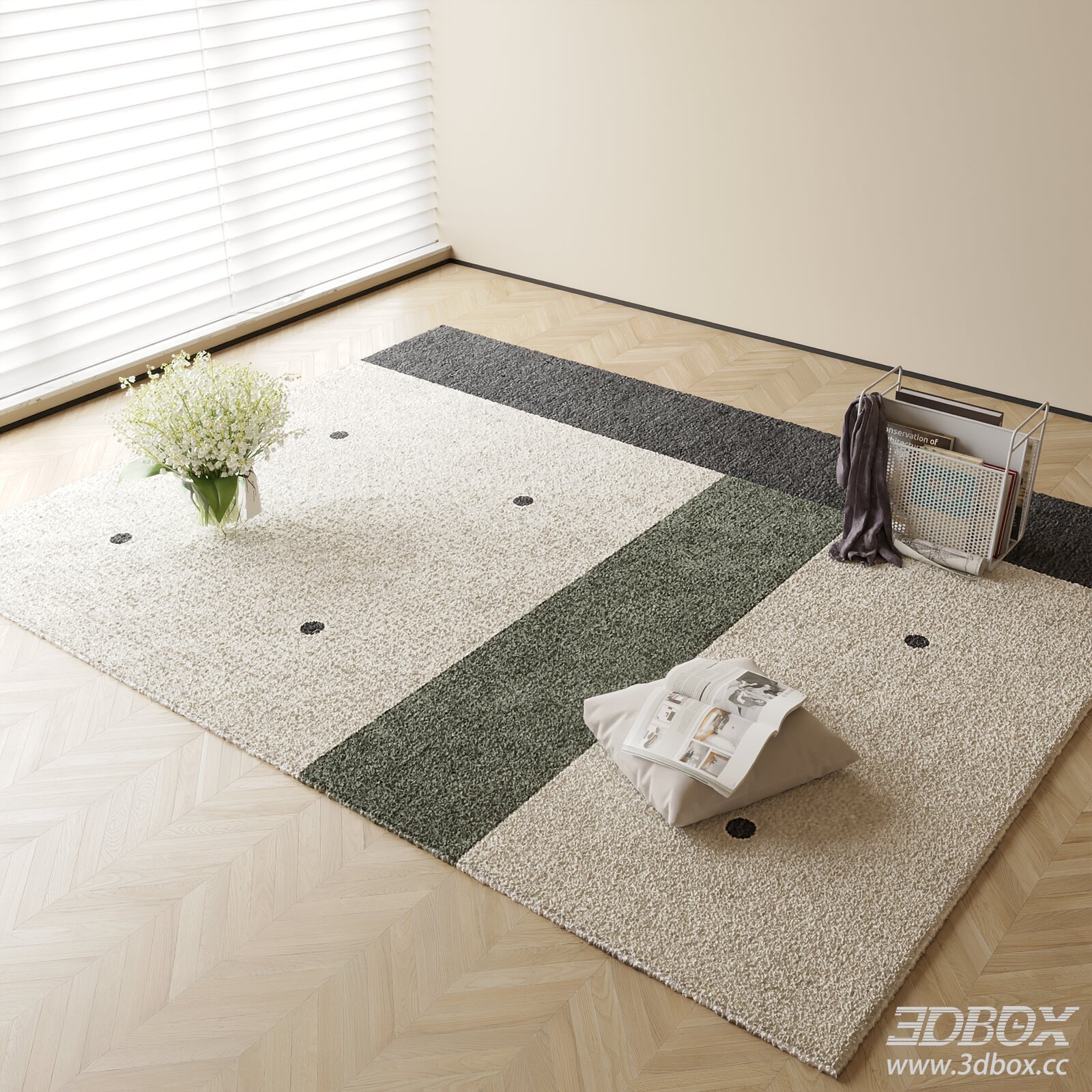 Modern Geometric Plush Carpet 3D model - thumbnail 1