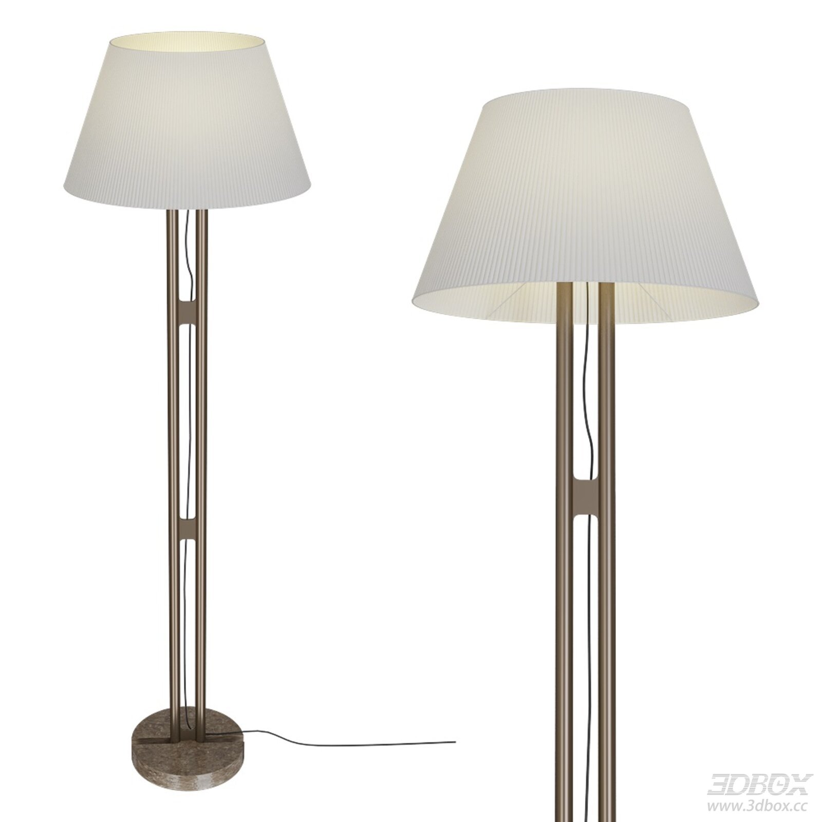 Modern Cream Style Pleated Shade Floor Lamp 3D model - front view