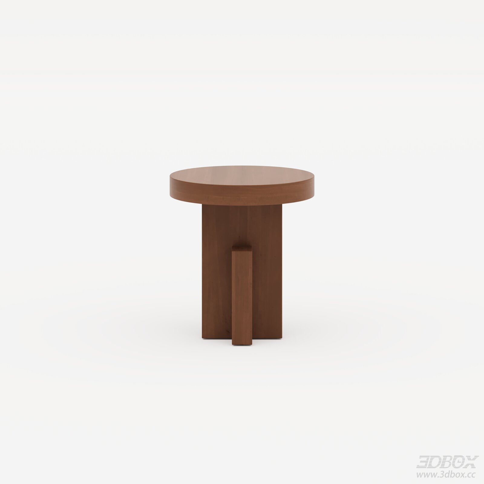 Modern Solid Wood Round Side Table 3D model - front view