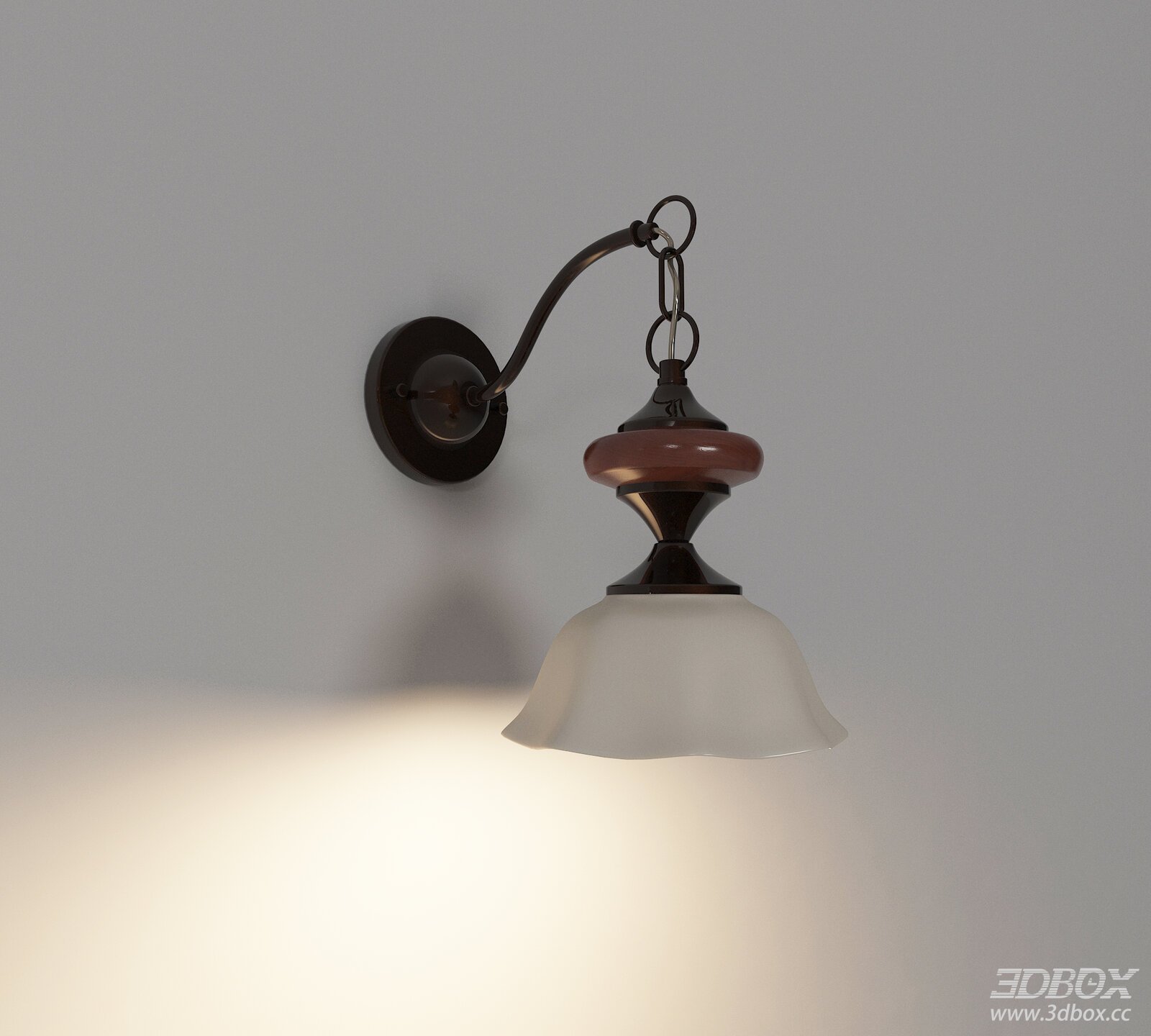 Vintage Mid-Century Wall Sconce with Frosted Glass Shade 3D model - front view