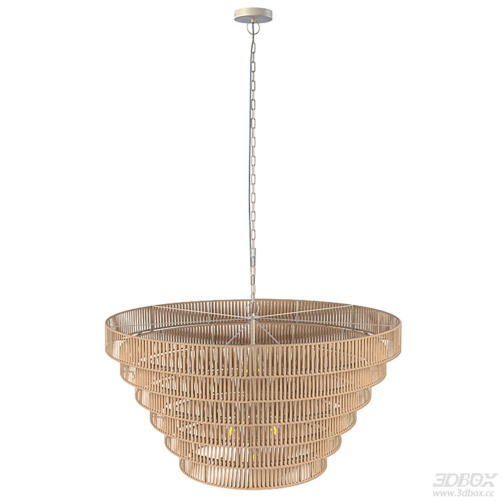 Nordic Minimalist Woven Rattan Ceiling Pendant Lamp 3D model - front view