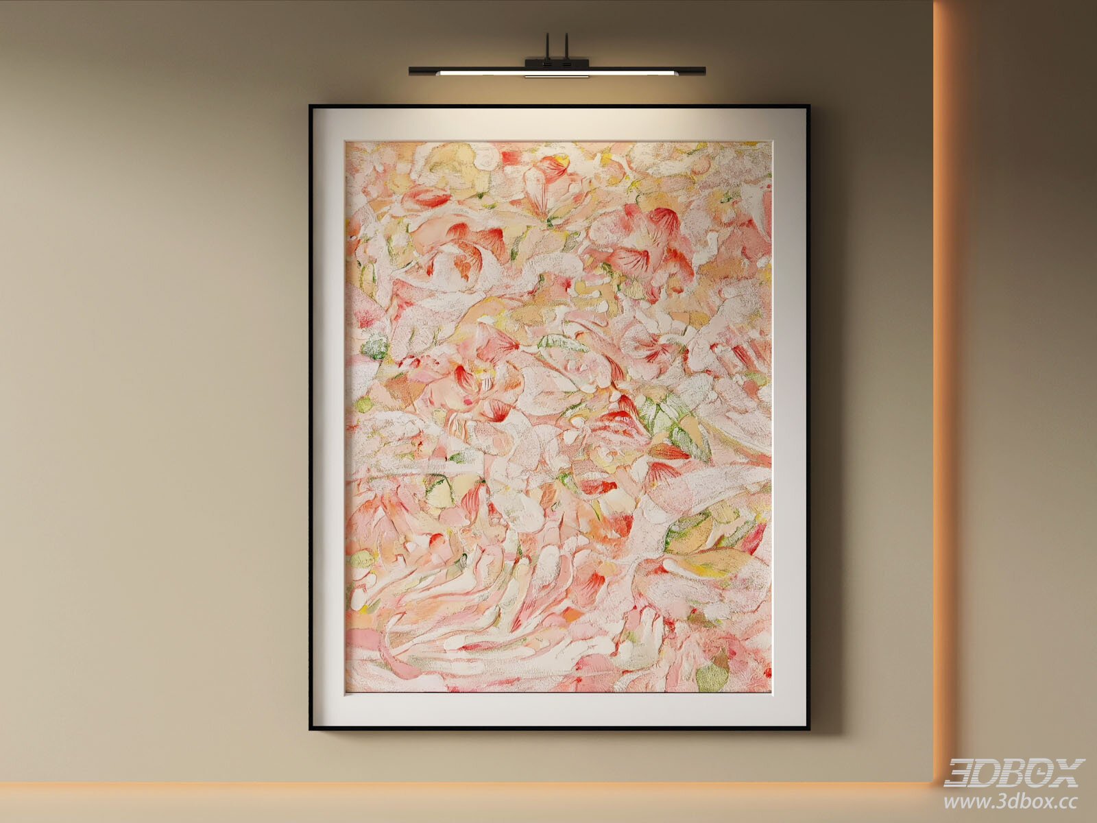 Modern Abstract Floral Decorative Wall Art Frame 3D model - front view