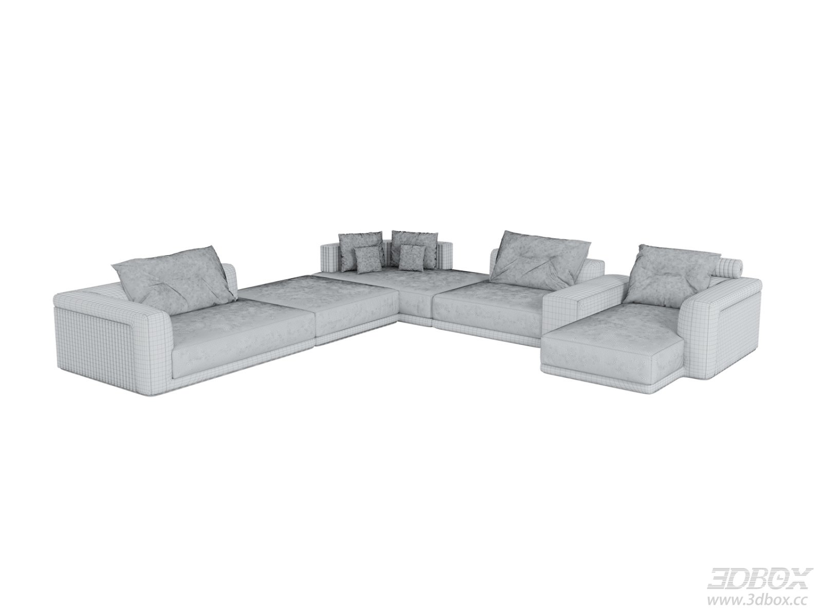 Visionnaire Modular Corner Fabric Sofa Set 3D model - front view