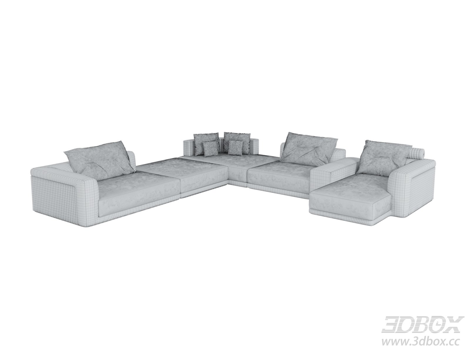 Visionnaire Modular Corner Fabric Sofa Set 3D model - thumbnail 1
