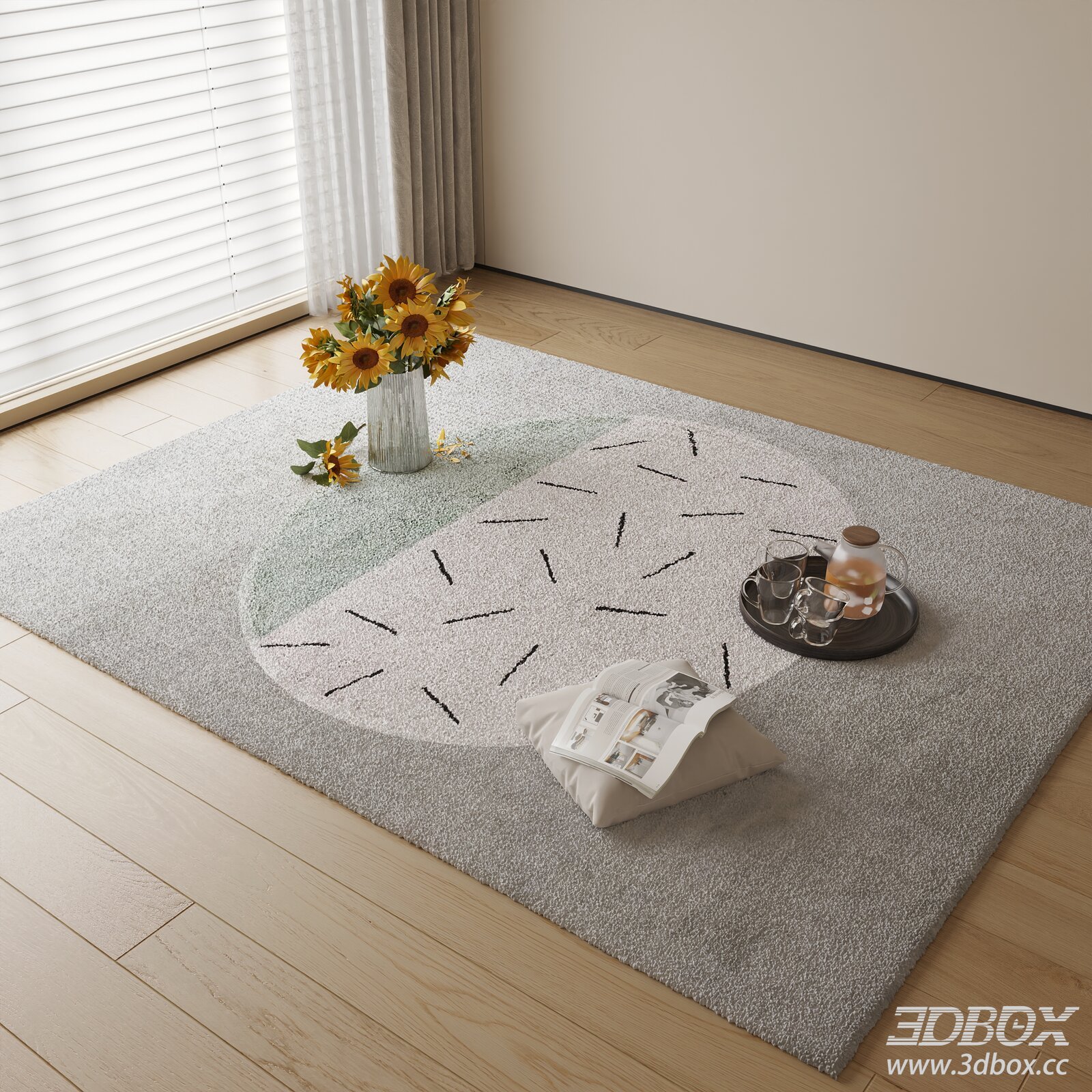 Modern Abstract Geometric Plush Carpet 3D model - thumbnail 1