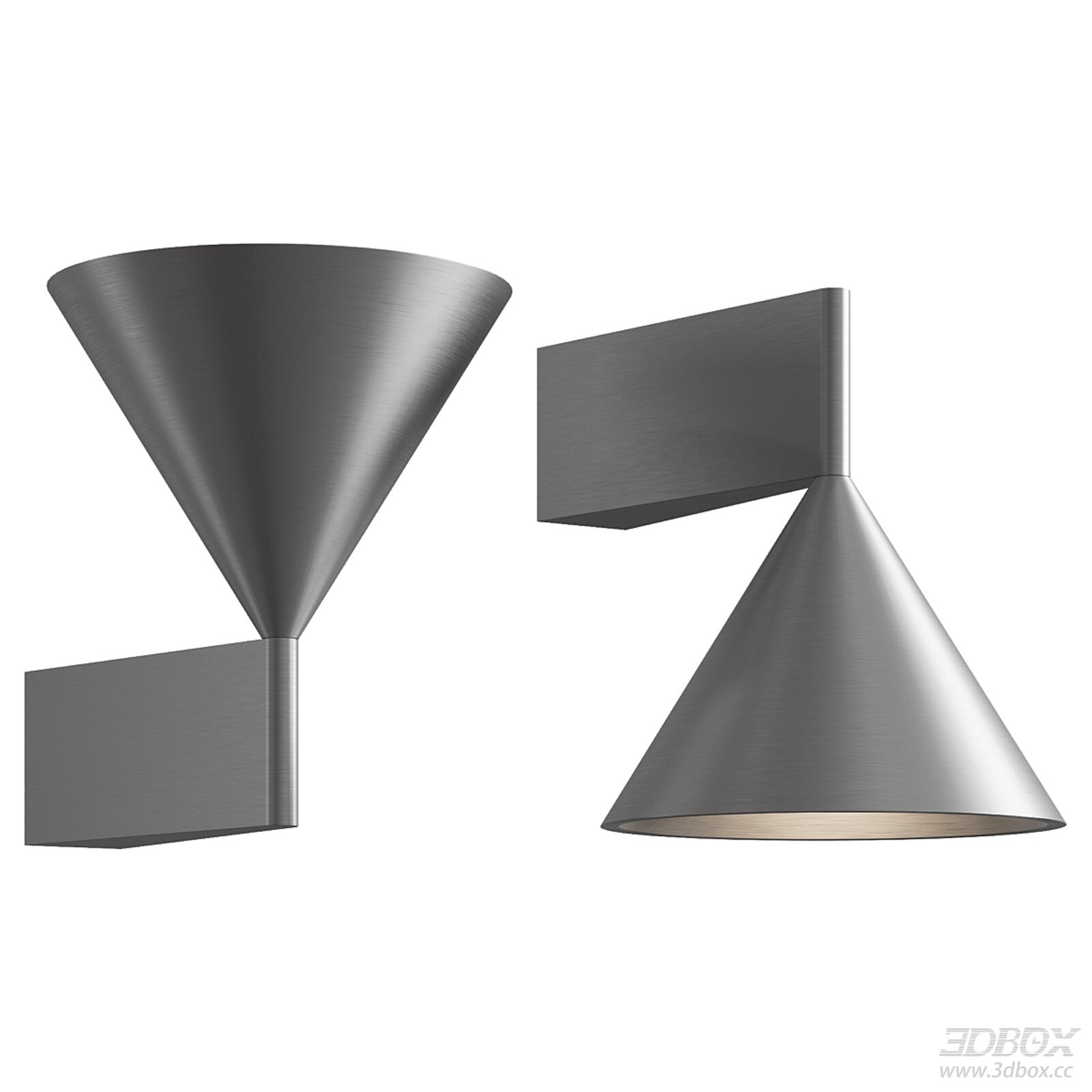 Modern Conical Brushed Metal Wall Sconce 3D model - front view