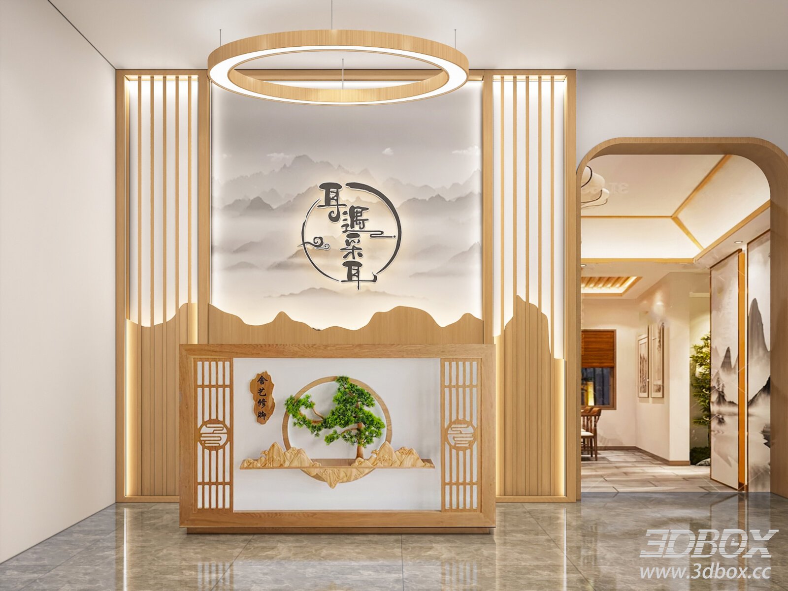 New Chinese Style Ear Spa Reception Lobby 3D model - thumbnail 1