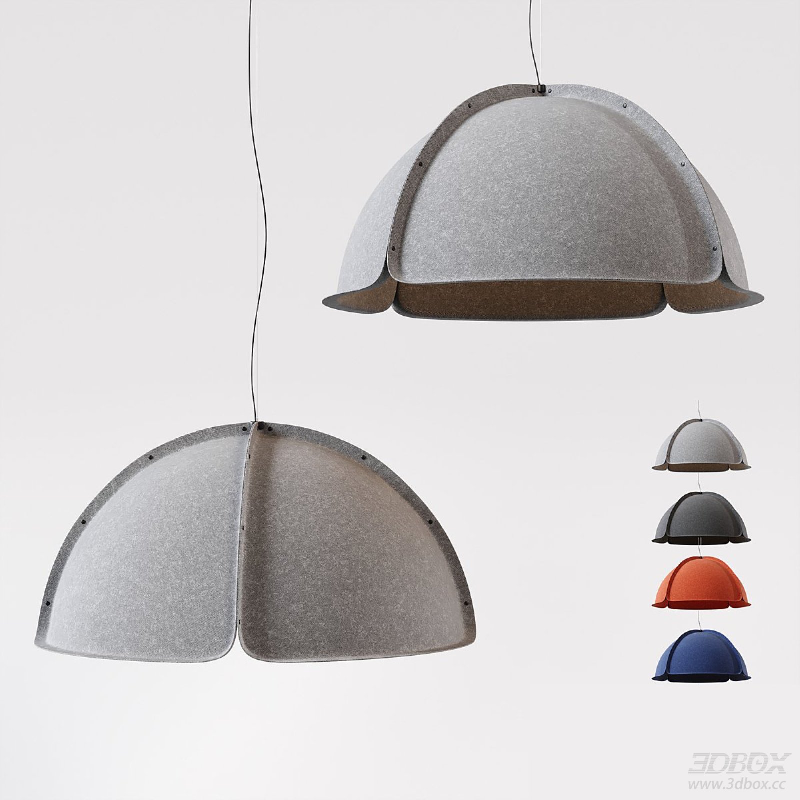 Modern Felt Shade Pendant Ceiling Lamp Set 3D model - front view