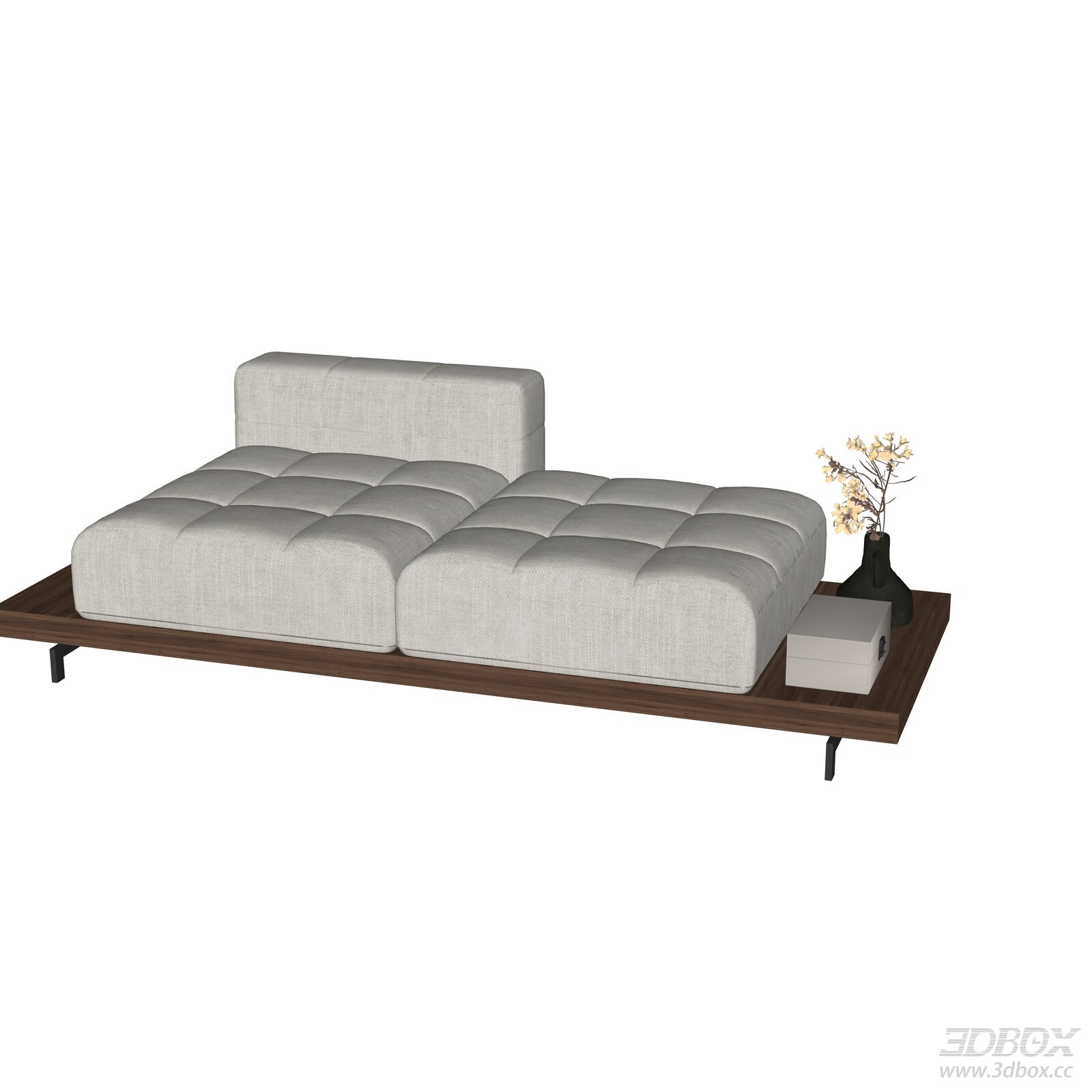 Mid Century Wabi Sabi Fabric Modular Sofa Set 3D model - front view