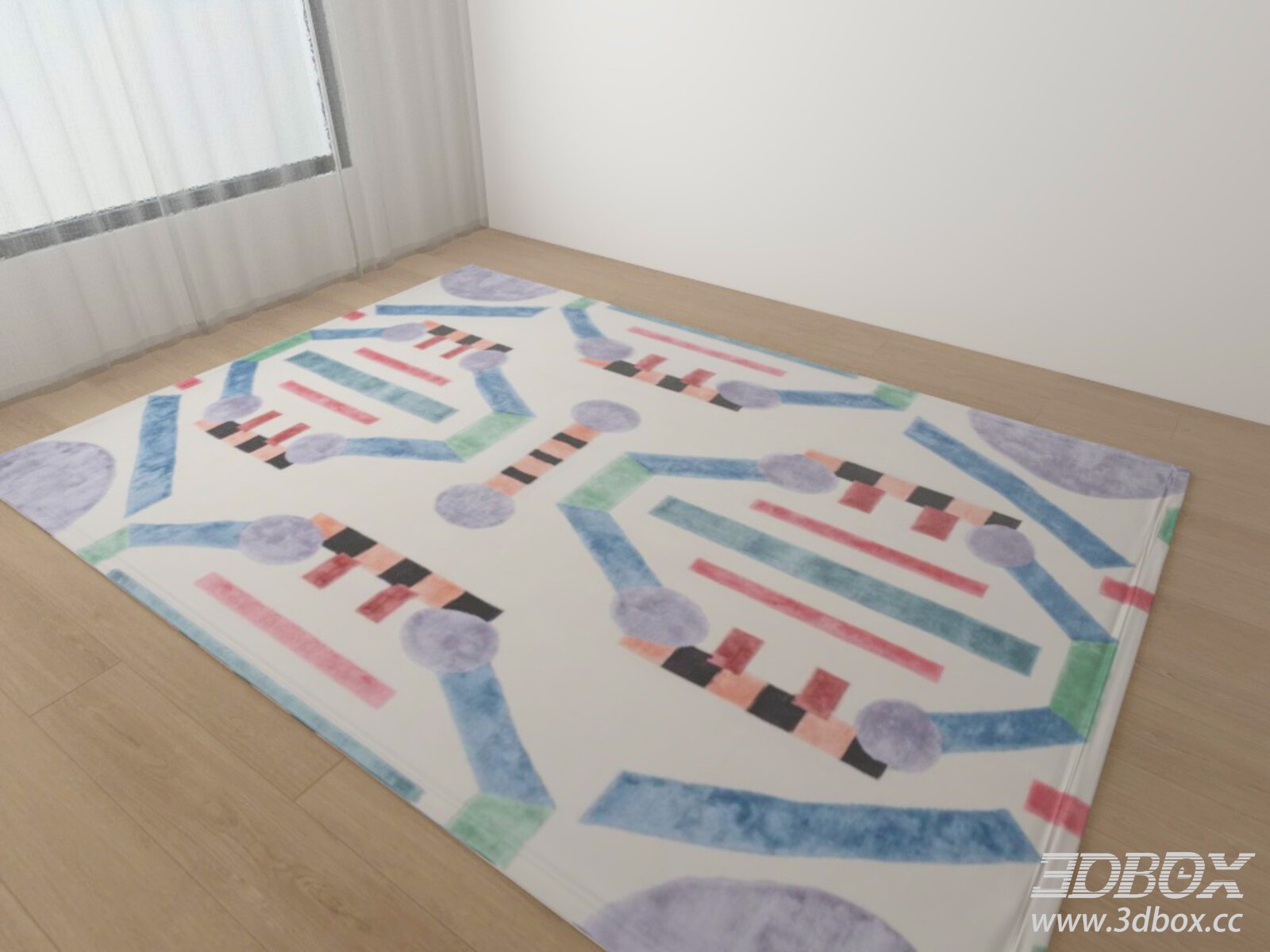 Colorful Geometric Memphis Style Carpet 3D model - thumbnail 1