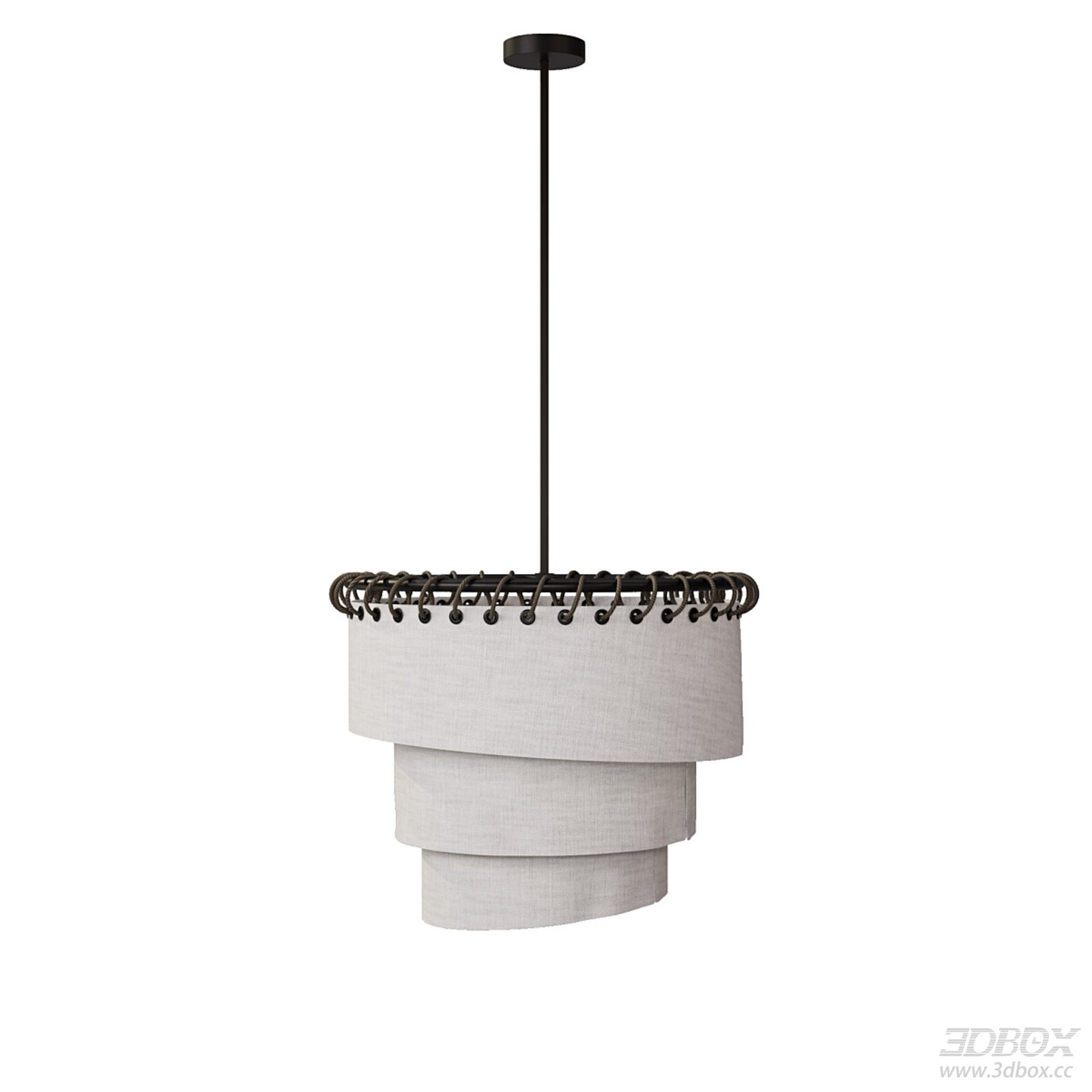 Nordic Minimalist Fabric Layered Ceiling Pendant Lamp 3D model - front view