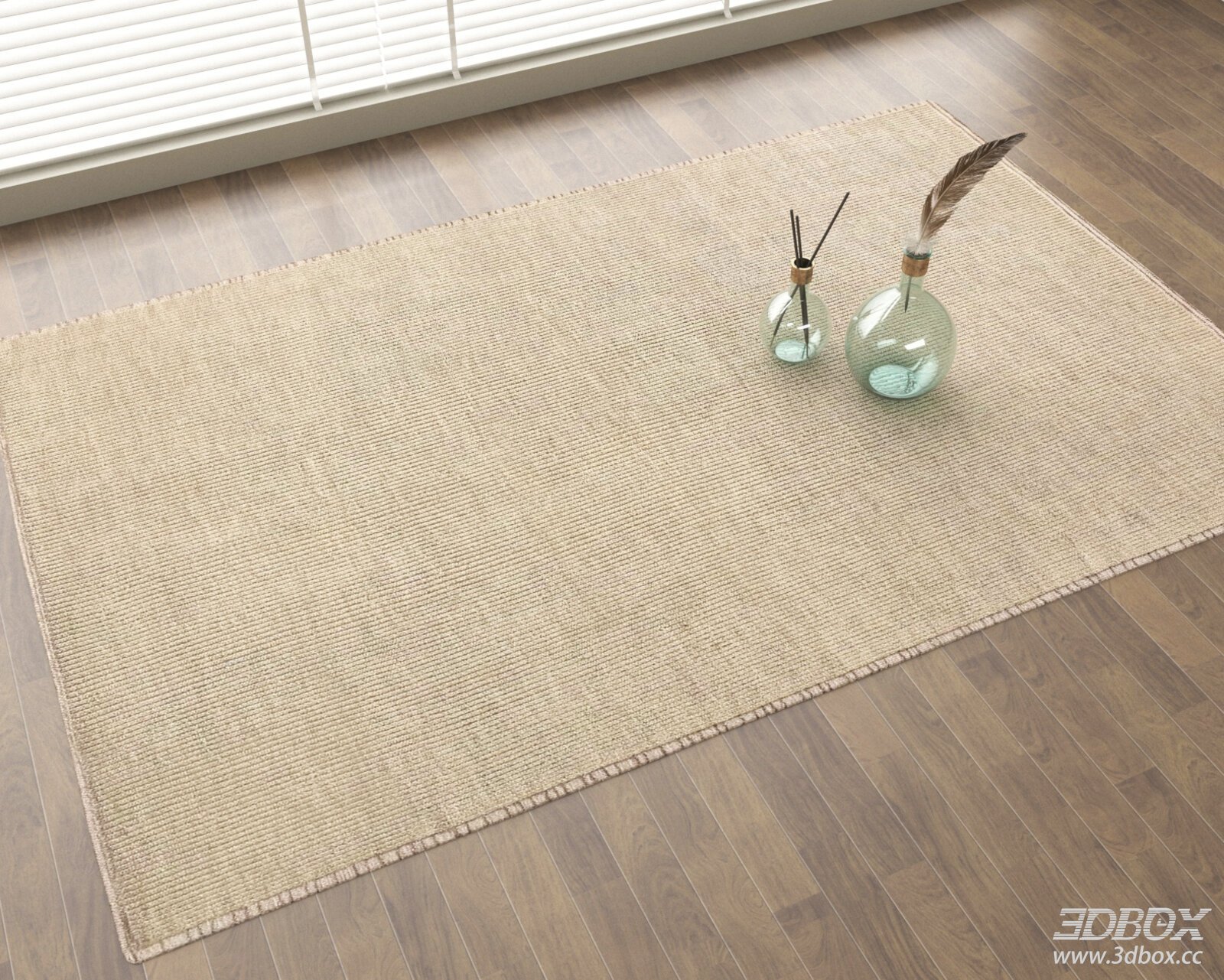 Modern Minimalist Plain Woven Square Fabric Carpet 3D model - front view