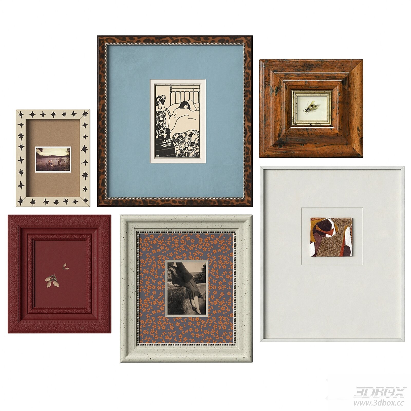 Vintage Decorative Picture Frame Set 3D model - front view