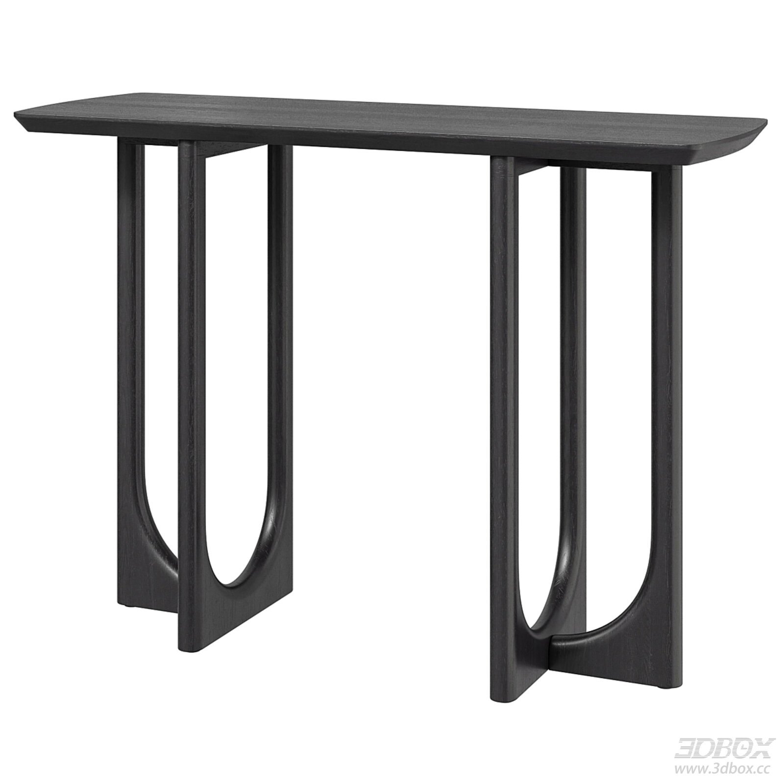 Modern Black Wooden Console Table Entryway Hallway Furniture 3D model - front view