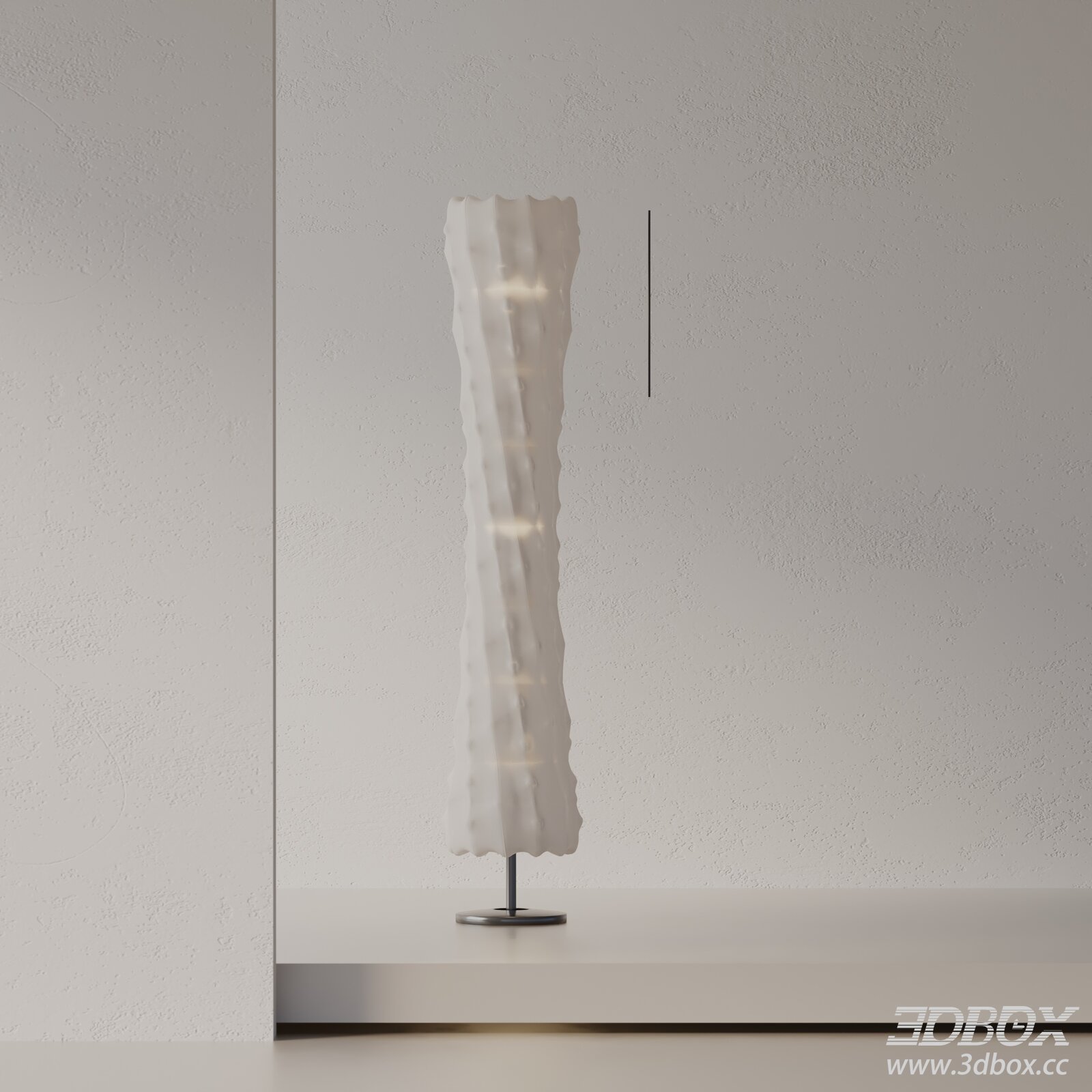 Modern Twisted White Shade Floor Lamp 3D model - thumbnail 1