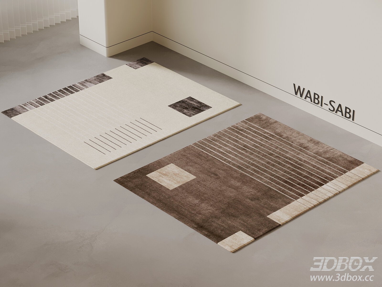 Wabi Sabi Geometric Italian Style Carpet Set 3D model - thumbnail 1