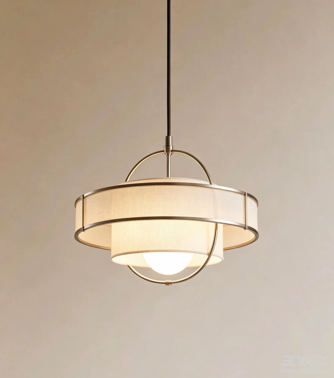 Modern Fabric Shade Ceiling Pendant Lamp 3D model - front view